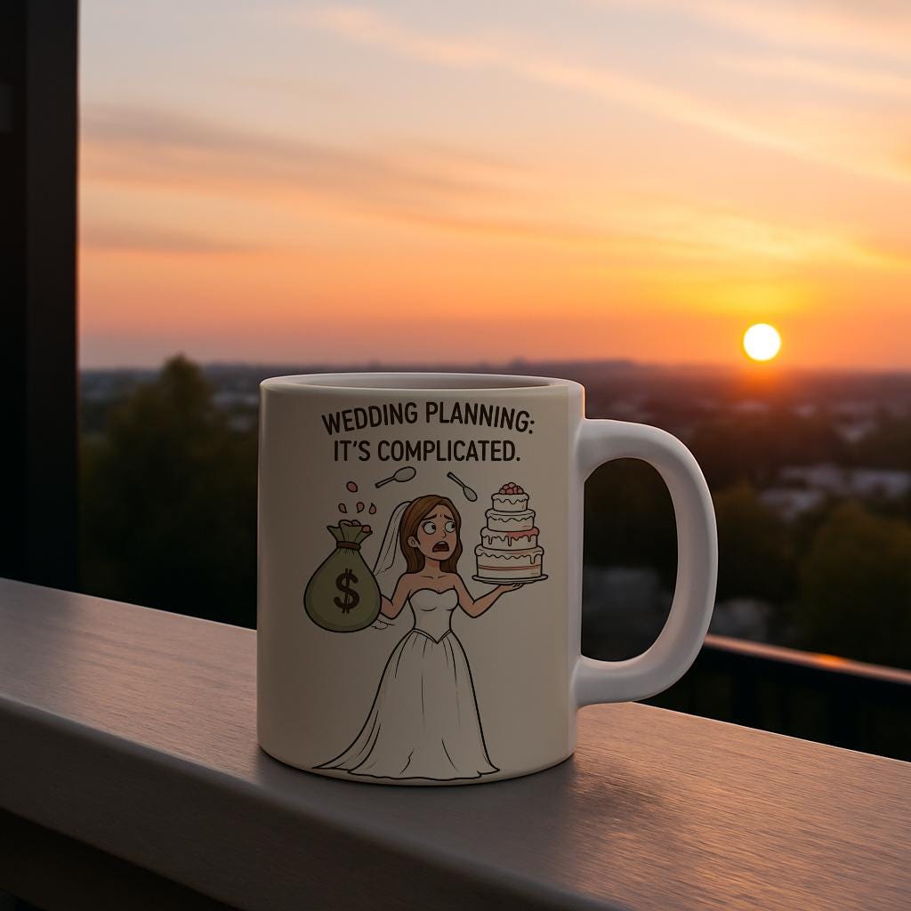 Wedding Planning It's Complicated Mug | Funny Bride Stress Relief Gift | Humorous Bridal Shower Present | Relatable Engagement Coffee Cup