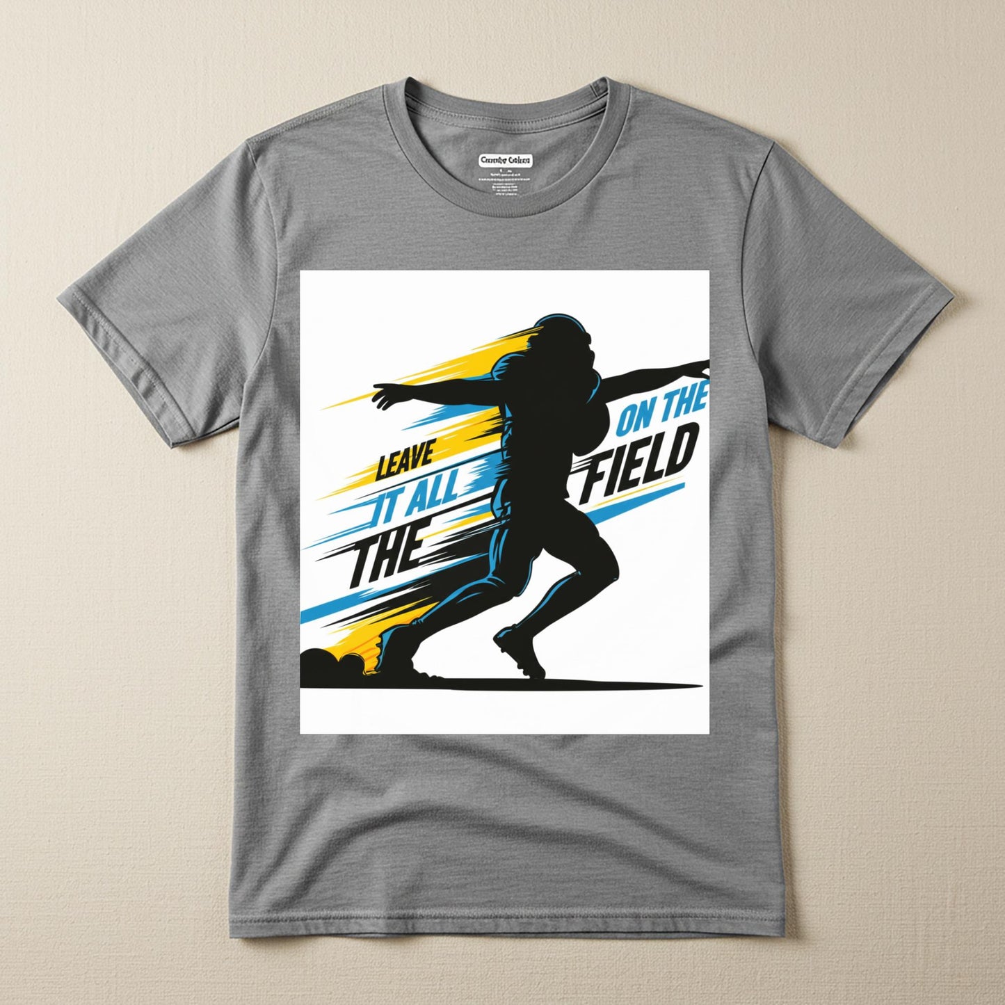 Leave It All On The Field Football T-Shirt | Motivational Sports Tee | Athletic Graphic Game Day Fan Apparel | Unisex Garment-Dyed Shirt