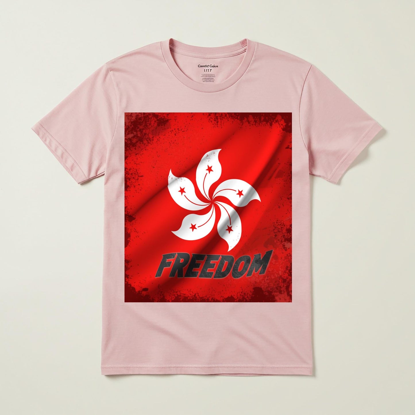Hong Kong Freedom T-shirt | Bauhinia Flower Protest Tee | Distressed Grunge Solidarity Apparel | Political Statement Human Rights Gift