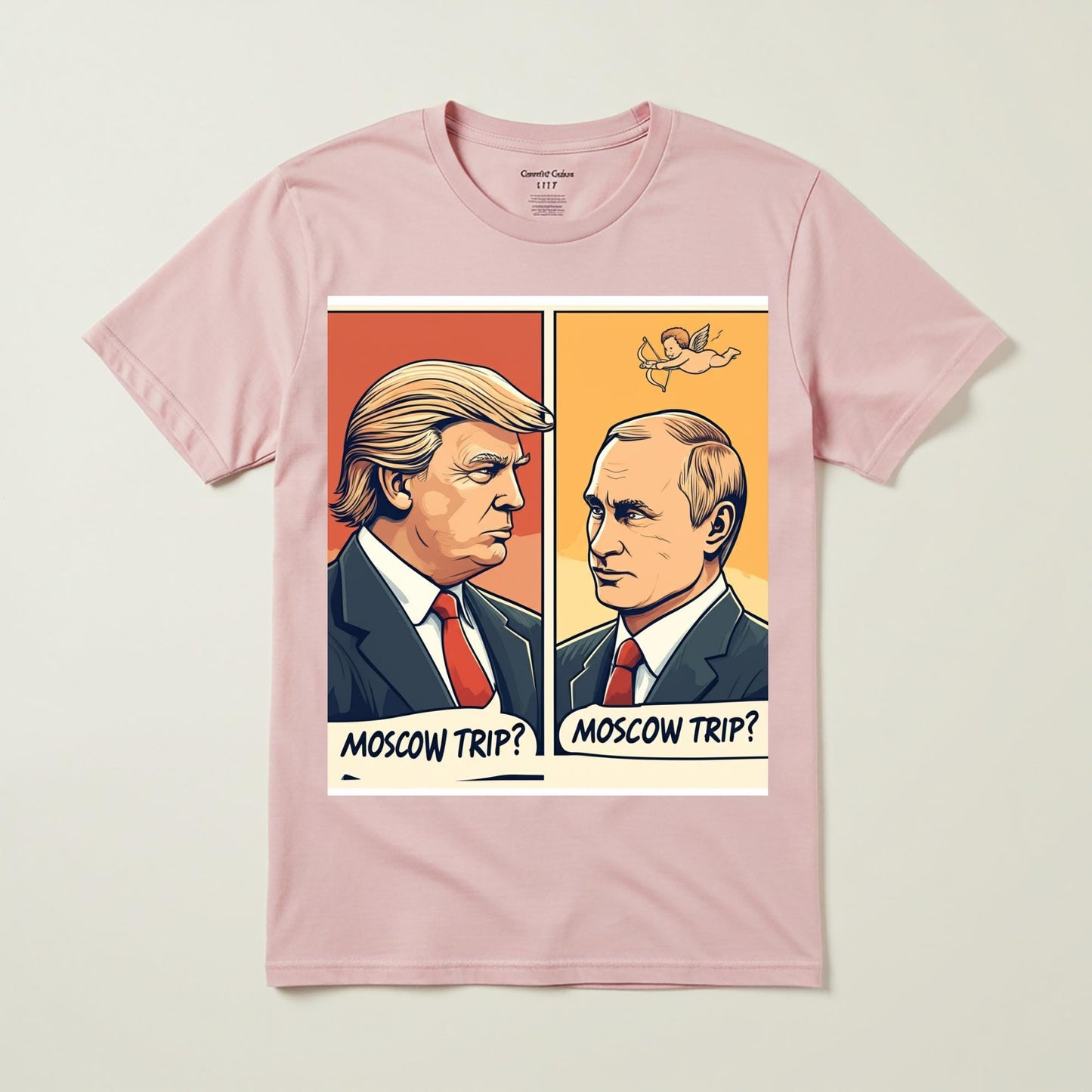 Unisex Garment-Dyed Moscow Trip Tee | Trump Putin Pop Art Shirt | Funny Political Humor Apparel | Satirical Graphic Statement Gift