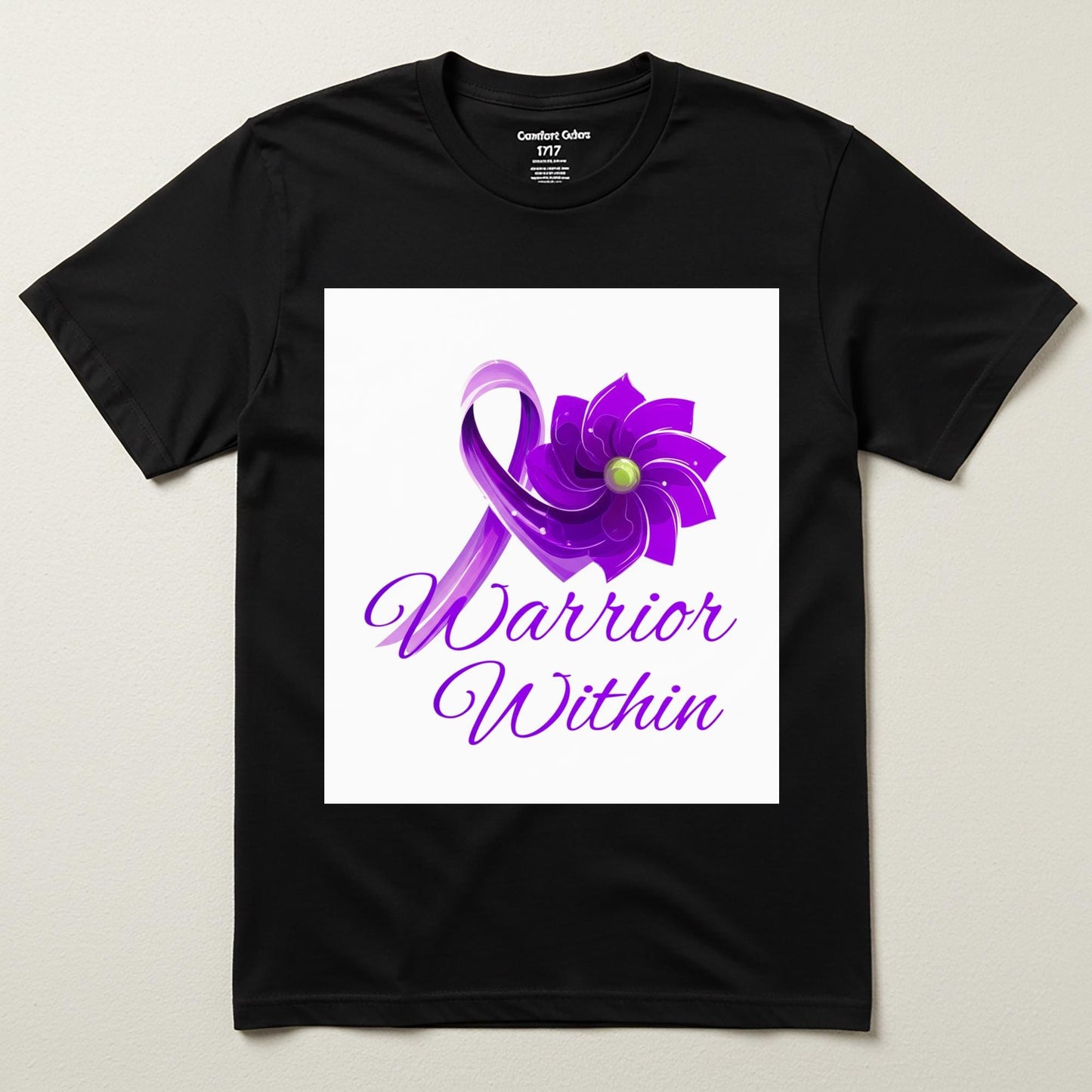 Warrior Within Purple Awareness Ribbon T-Shirt | Chronic Illness Empowerment Tee | Resilience Strength Graphic | Unisex Garment Dyed Comfort
