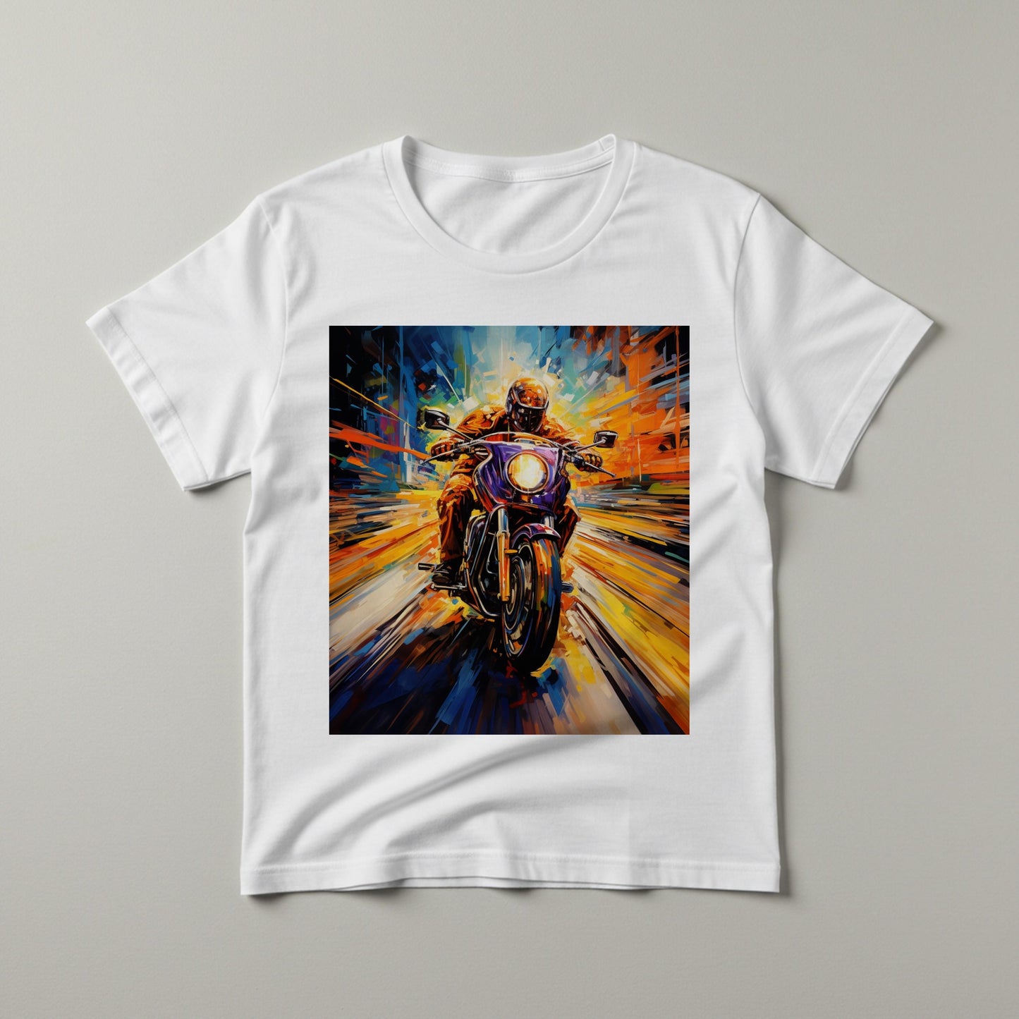 Vibrant Abstract Motorcycle Art Tee | Dynamic Biker Shirt | Freedom Rider Apparel | Unisex Garment-Dyed T-shirt | Unique Gift for Riders