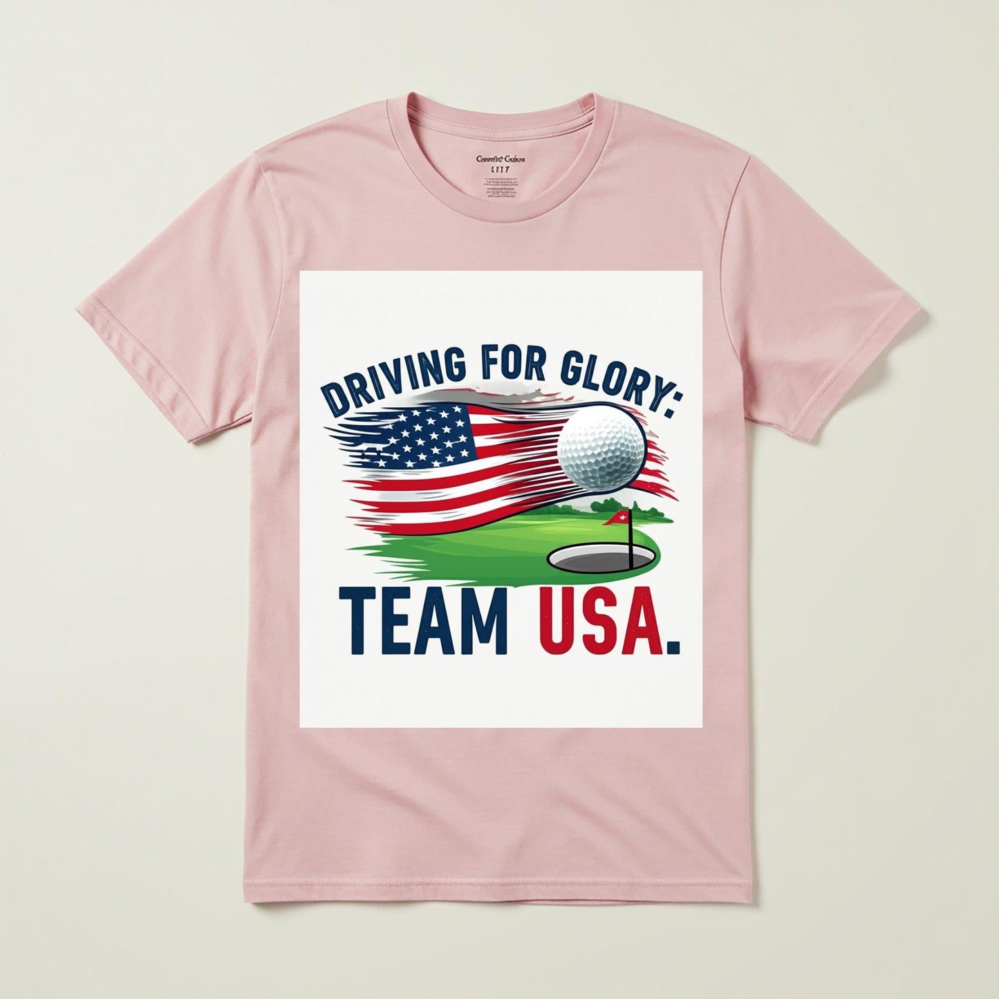 Unisex Garment-Dyed Patriotic Golf Shirt | Team USA Driving for Glory Tee | American Flag Golf Apparel | Distressed Graphic Tee Gift