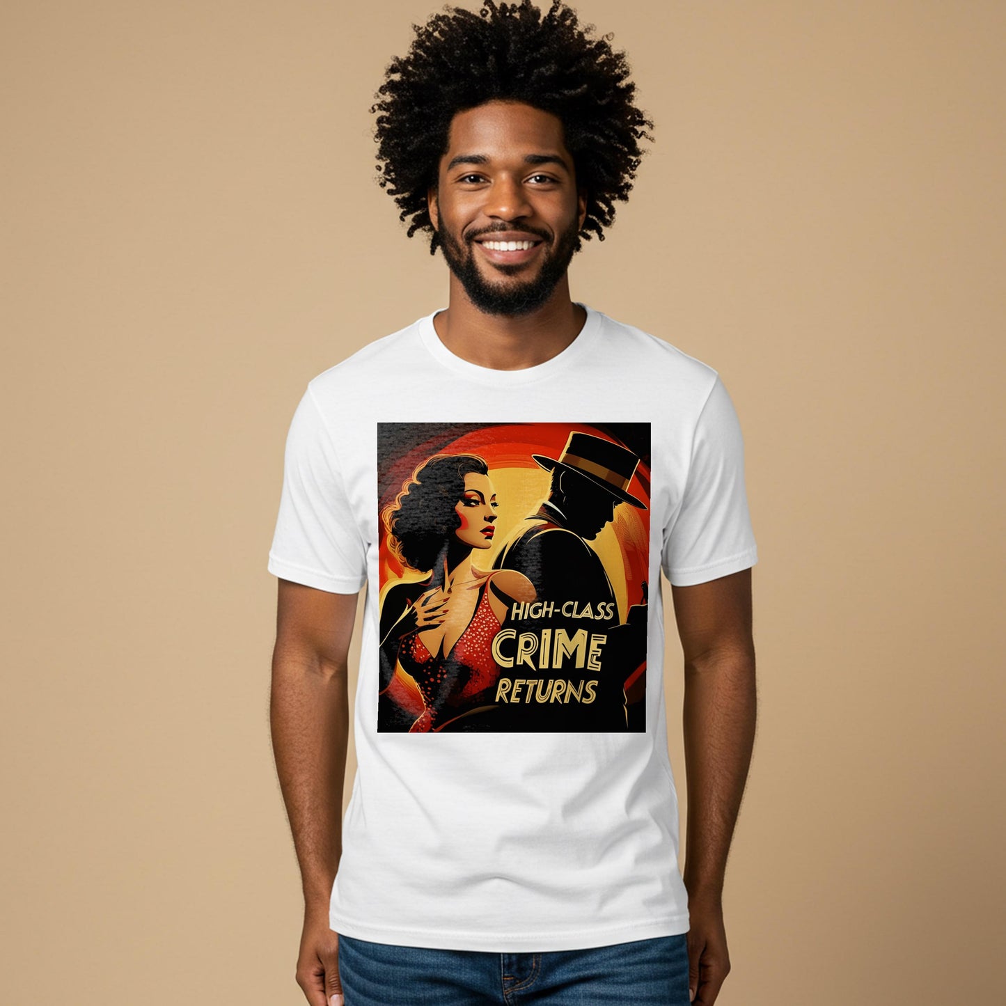 Unisex Garment-Dyed Film Noir T-shirt | Vintage Crime Pulp Fiction Art Tee | Mystery Lover Gift Retro Glamour Classic Hollywood Style