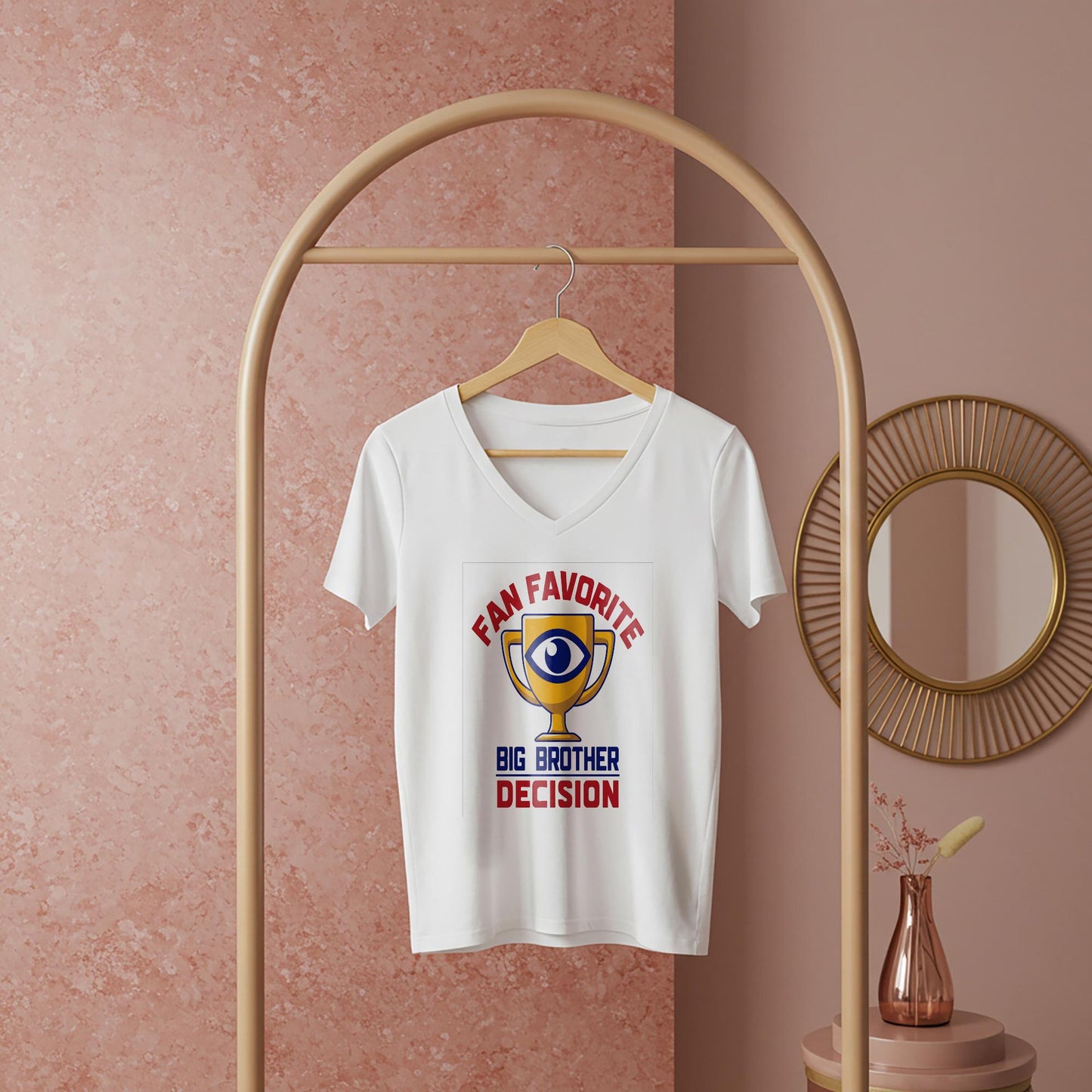 Big Brother Fan Favorite Decision V-Neck Tee | Reality TV Show Merchandise | Iconic Eye Trophy Design | Pop Culture Apparel Gift for Fans