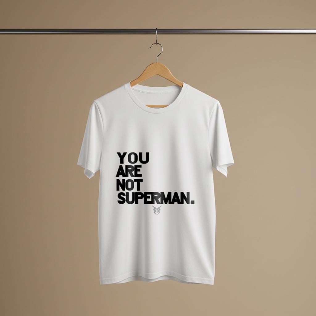 Unisex Not Superman T-Shirt | Self-Care Mental Health Tee | Realistic Expectations Anti-Perfectionism Statement Shirt | Humility Gift