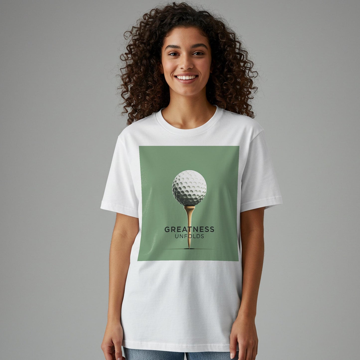 Unisex Garment-Dyed Golf T-Shirt with Motivational Greatness Unfolds Design | Minimalist Golf Ball Tee for Enthusiasts & Golfer Gifts
