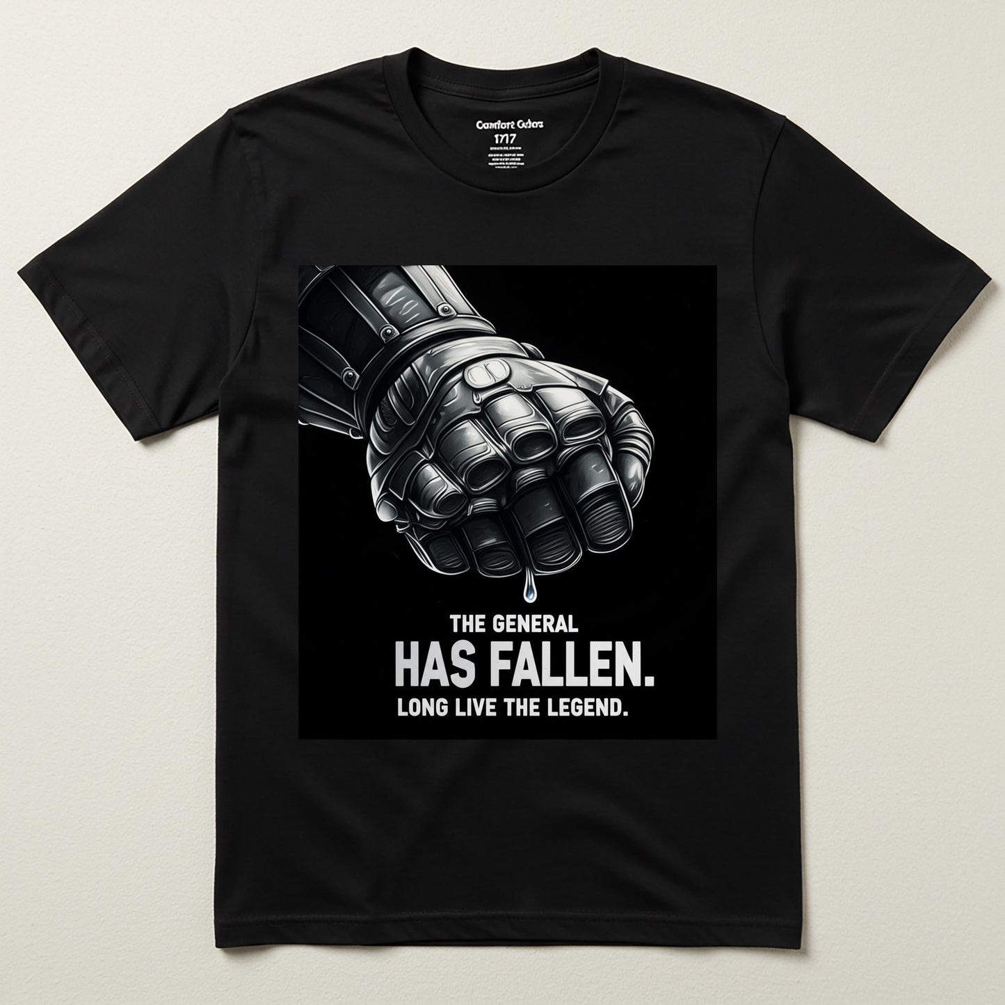 Fallen General Armored Gauntlet Unisex Garment-Dyed T-Shirt | Long Live The Legend Hero's Legacy Tribute Tee | Epic Fantasy Sci-Fi Gaming