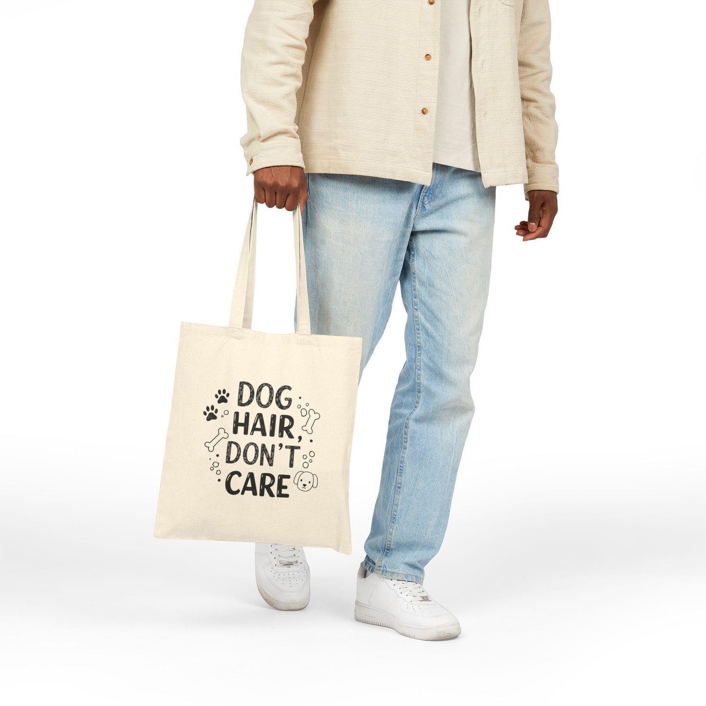 Dog Hair Don't Care Tote Bag - Funny Pet Lover Canvas Bag for Everyday Use