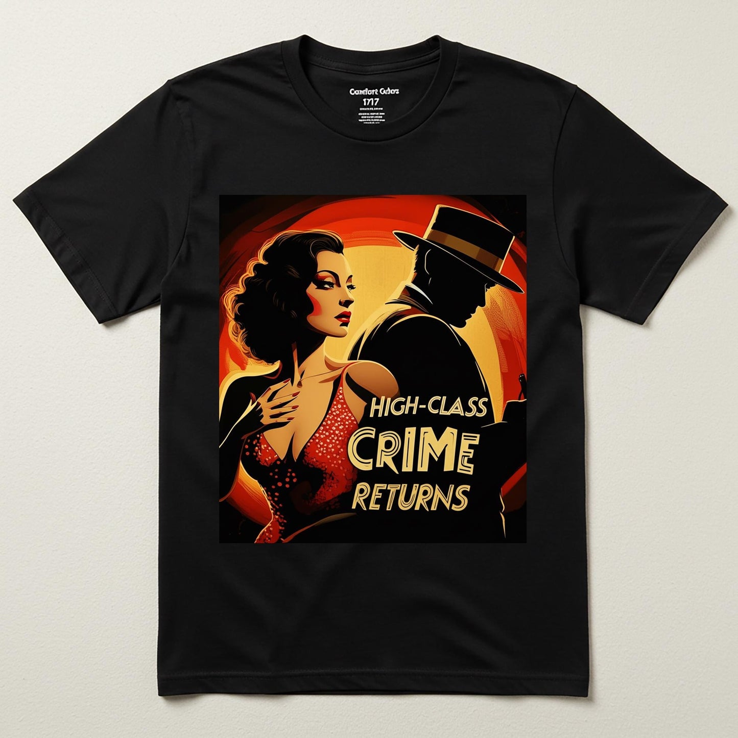 Unisex Garment-Dyed Film Noir T-shirt | Vintage Crime Pulp Fiction Art Tee | Mystery Lover Gift Retro Glamour Classic Hollywood Style