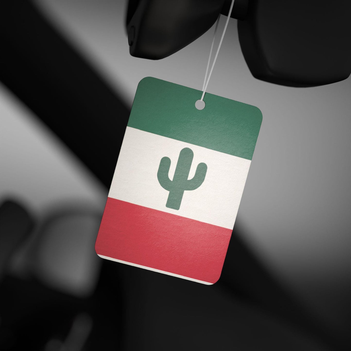 Minimal Mexico-Inspired Car Air Freshener - Tricolor Cactus Design | Cute Scented Auto Charm Gift