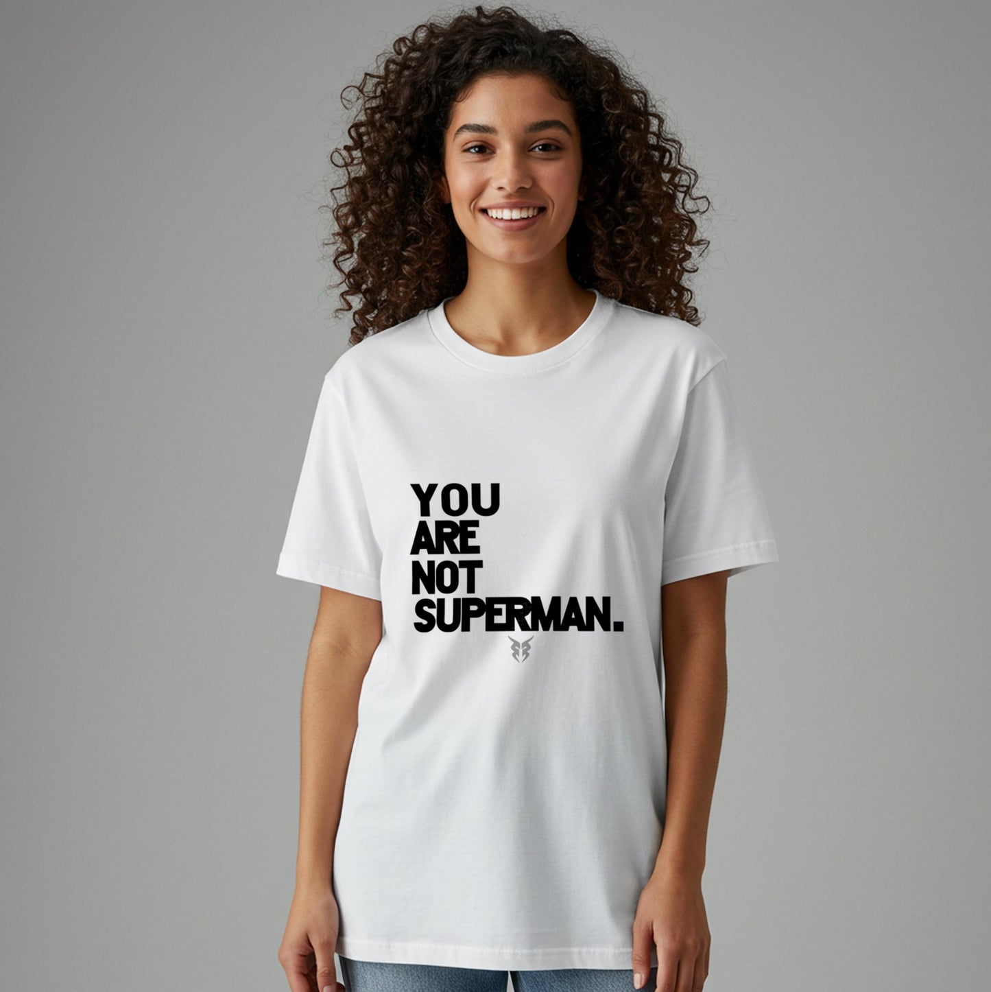 Unisex Not Superman T-Shirt | Self-Care Mental Health Tee | Realistic Expectations Anti-Perfectionism Statement Shirt | Humility Gift