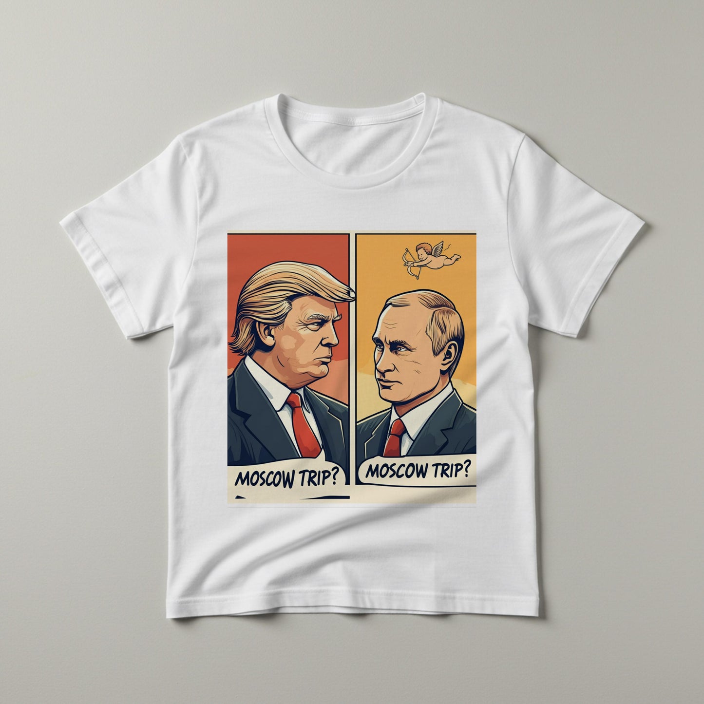 Unisex Garment-Dyed Moscow Trip Tee | Trump Putin Pop Art Shirt | Funny Political Humor Apparel | Satirical Graphic Statement Gift