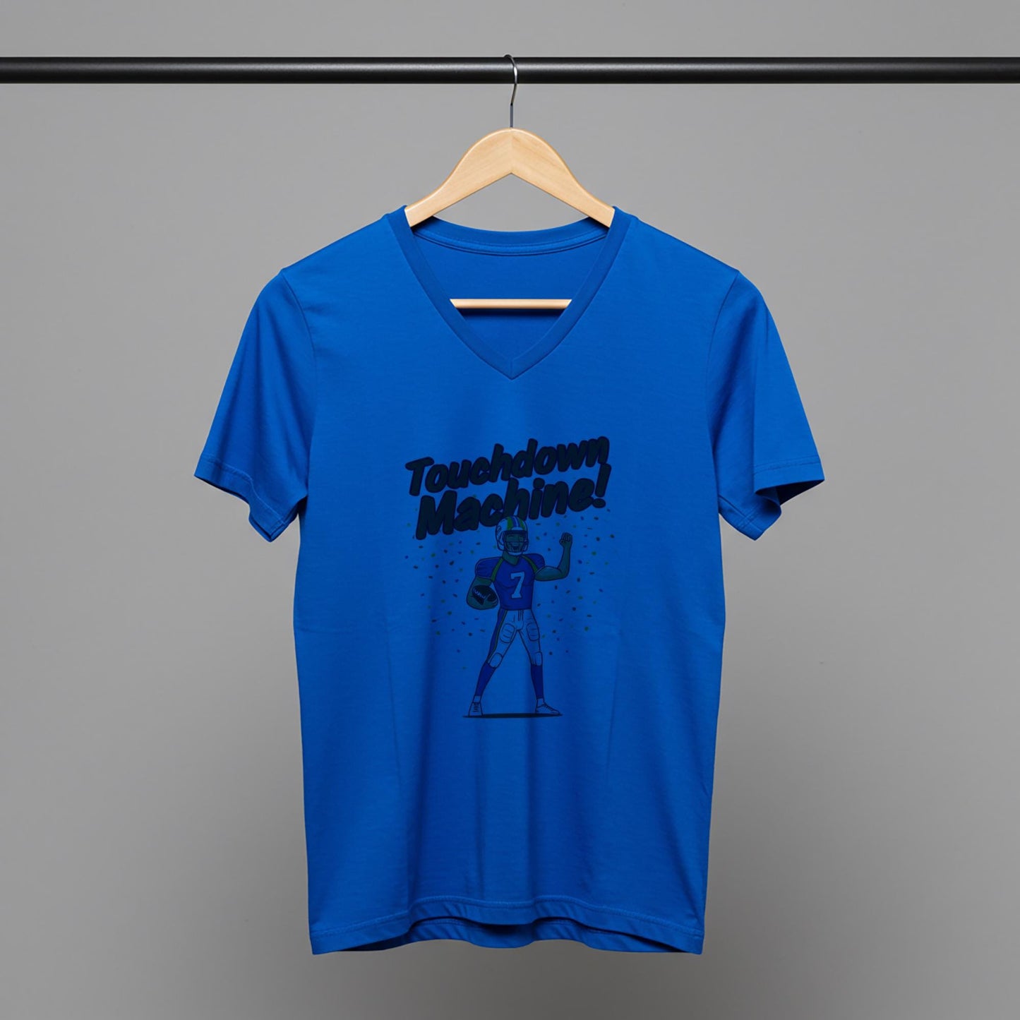 Touchdown Machine Football V-Neck Tee | Game Day Fan Apparel | Sports Victory Shirt | Unisex Athletic Top | Perfect Gift for Football Lovers