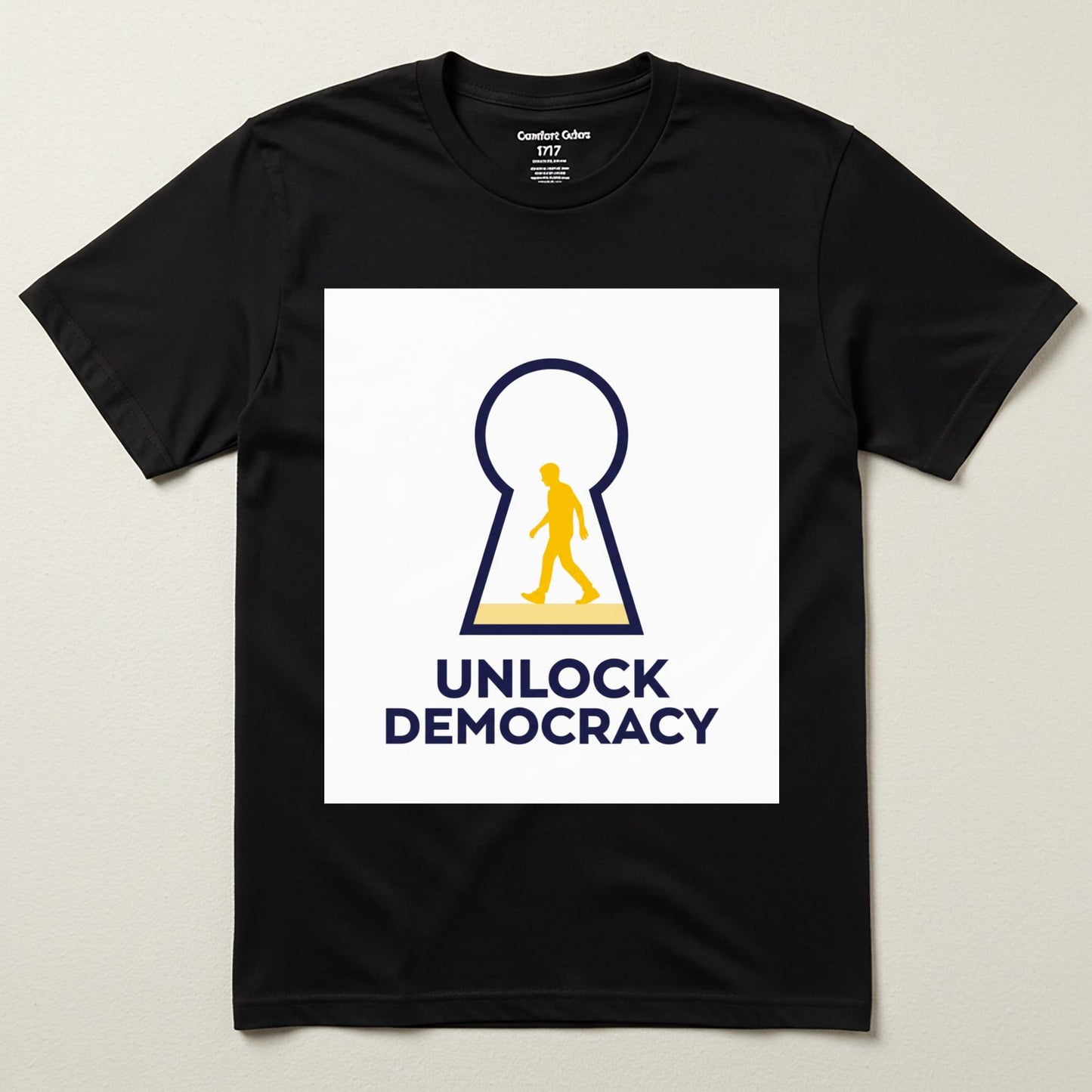 Unlock Democracy Garment-Dyed T-Shirt | Political Activist Tee | Freedom Key Civic Engagement Apparel | Human Rights Statement Shirt
