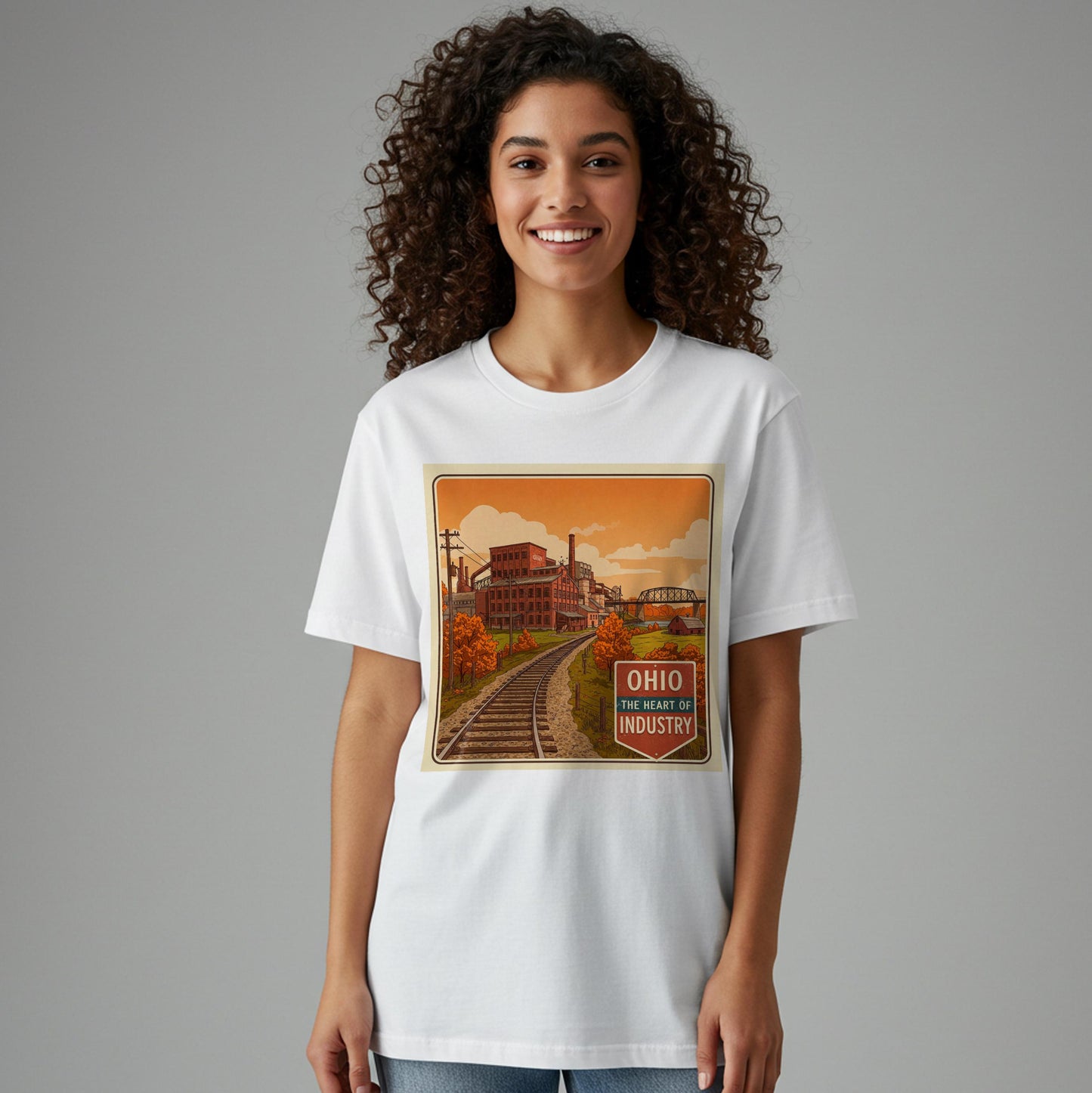 Ohio Heart of Industry Vintage Garment-Dyed T-Shirt | Retro Industrial Heritage Tee | Nostalgic State Pride Gift for Ohio Natives & Fans