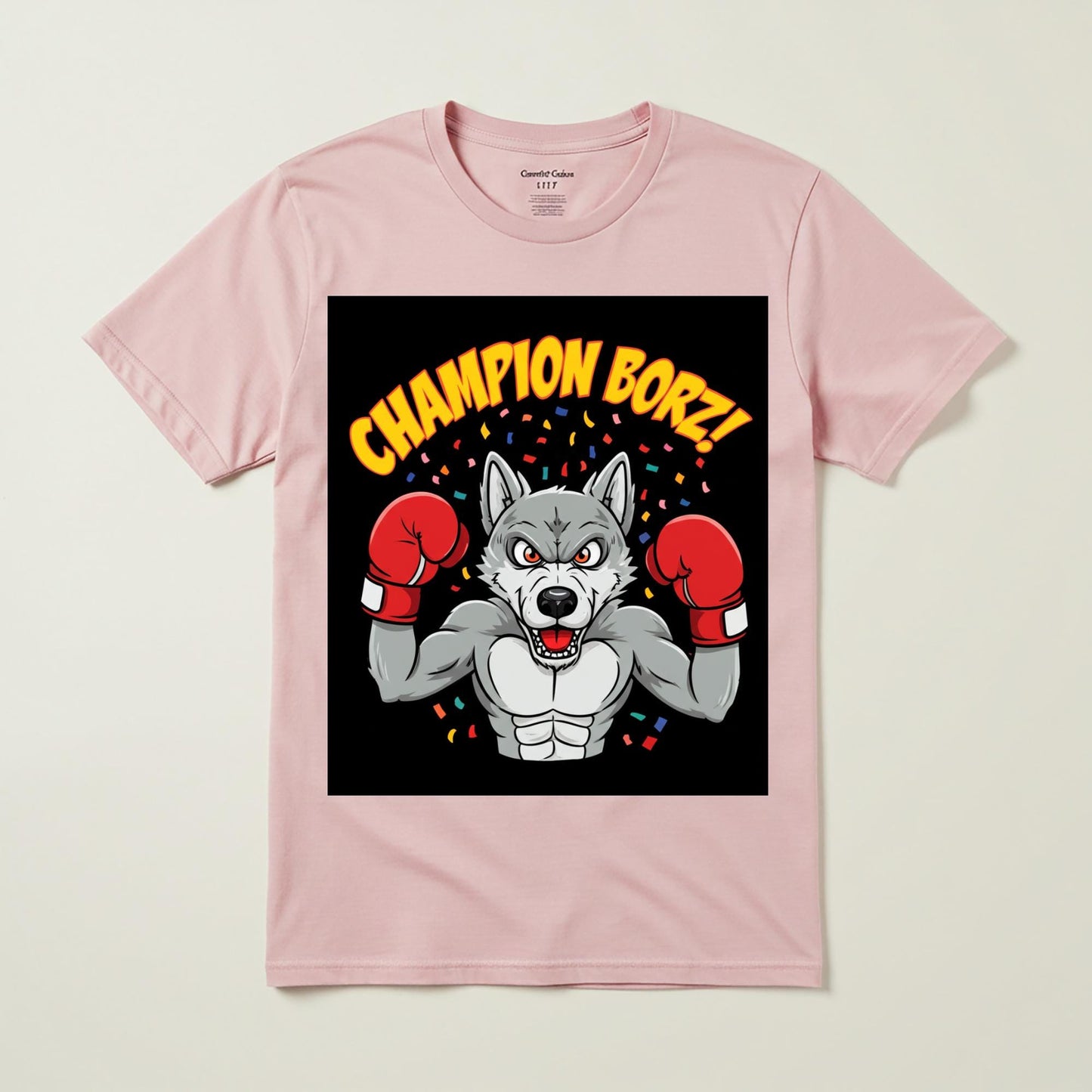 Champion Borz Wolf Boxer T-Shirt | Fierce Muscular Wolf Graphic Tee | MMA Fan Gift | Combat Sports Apparel | Victory Design Gym Wear
