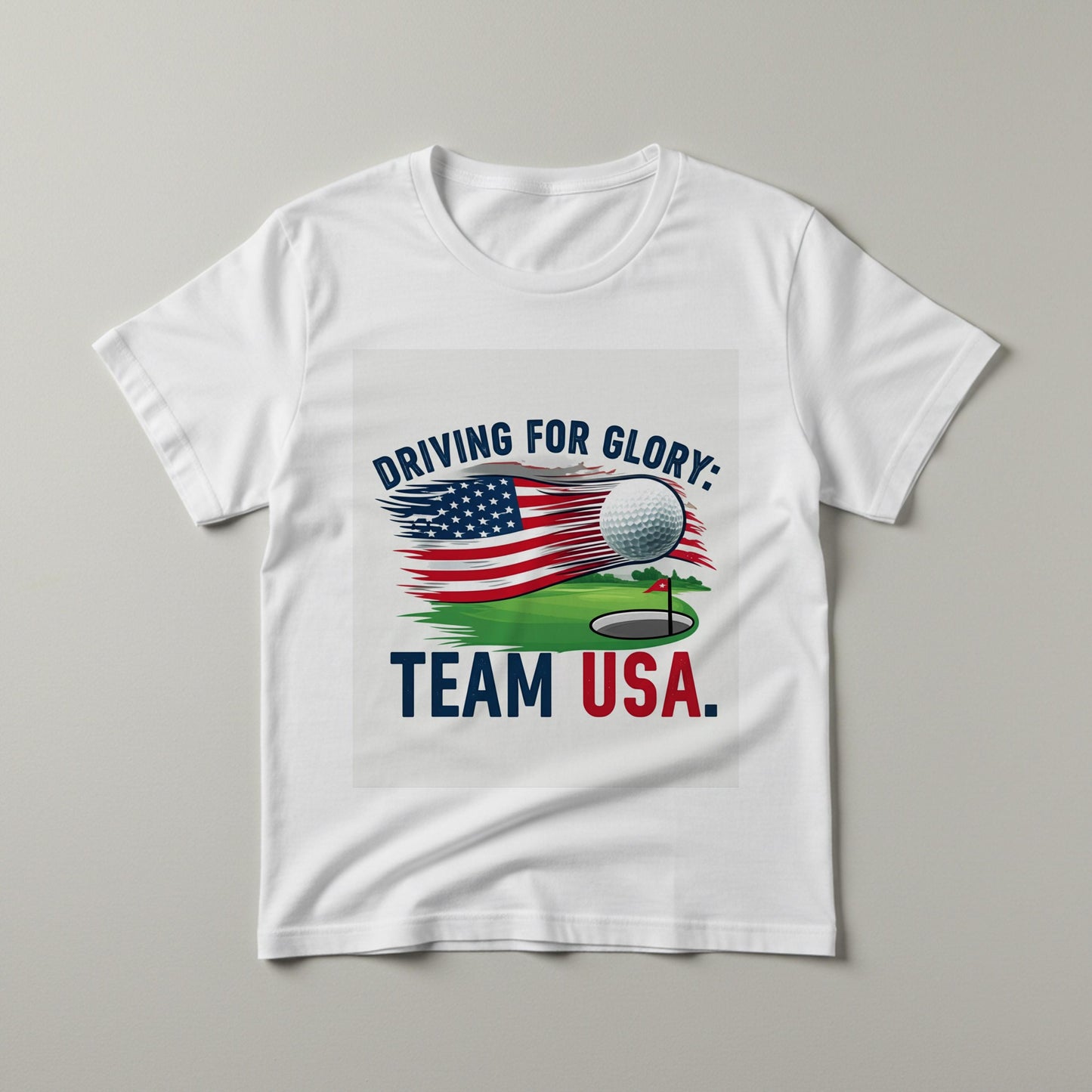 Unisex Garment-Dyed Patriotic Golf Shirt | Team USA Driving for Glory Tee | American Flag Golf Apparel | Distressed Graphic Tee Gift