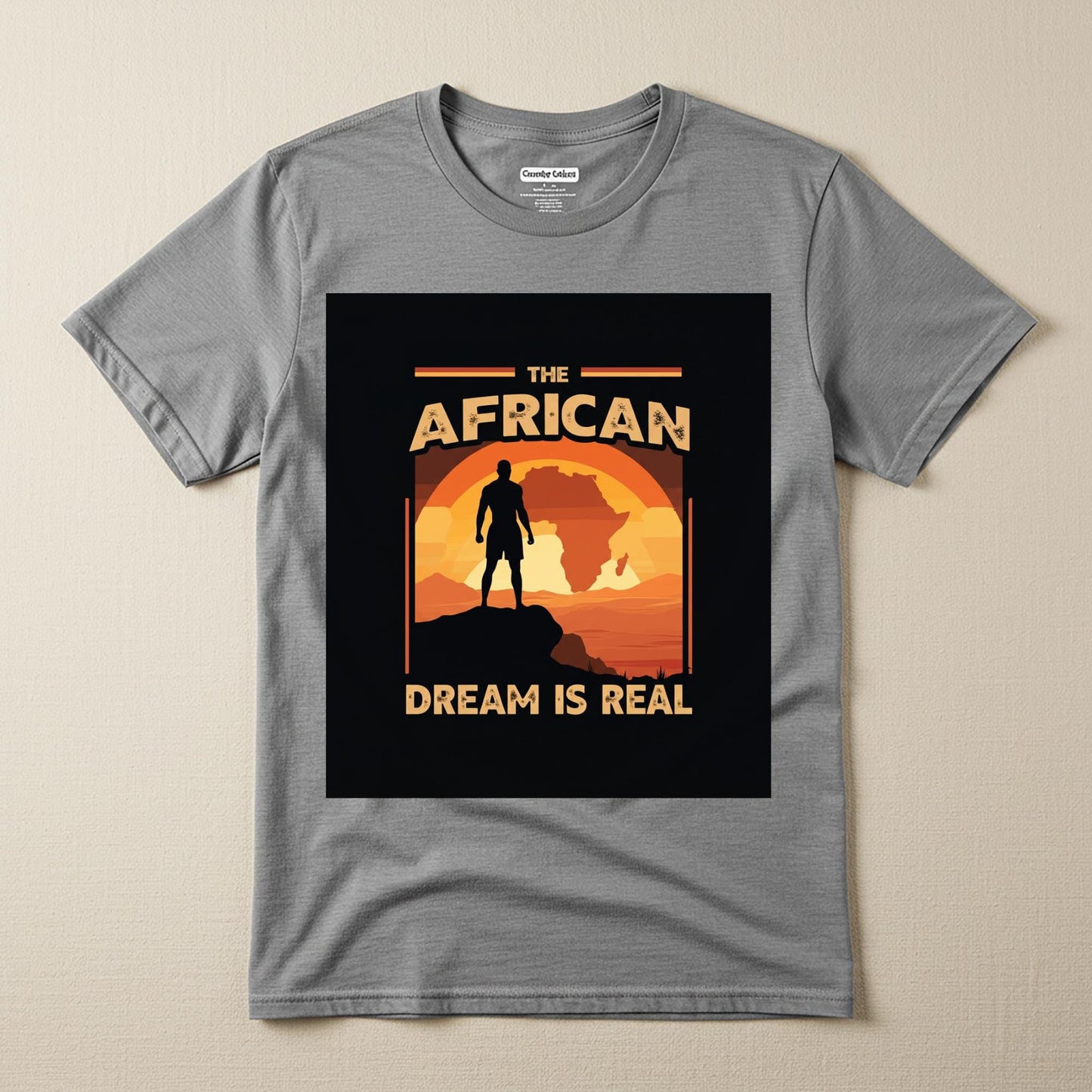 The African Dream Is Real T-Shirt | Unisex Garment-Dyed Tee | African Heritage Pride Apparel | Retro Sunset Africa Map Graphic Shirt