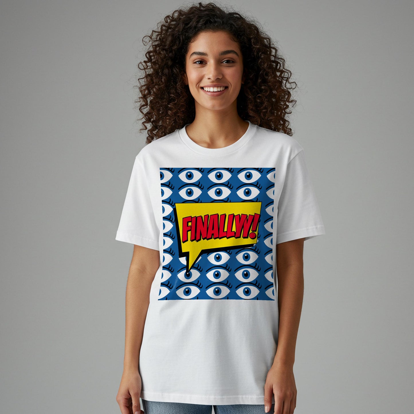 Finally Pop Art T-Shirt | Comic Book Style Graphic Tee | Statement Unisex Garment-Dyed Shirt | Funny Relief Celebration Apparel Gift