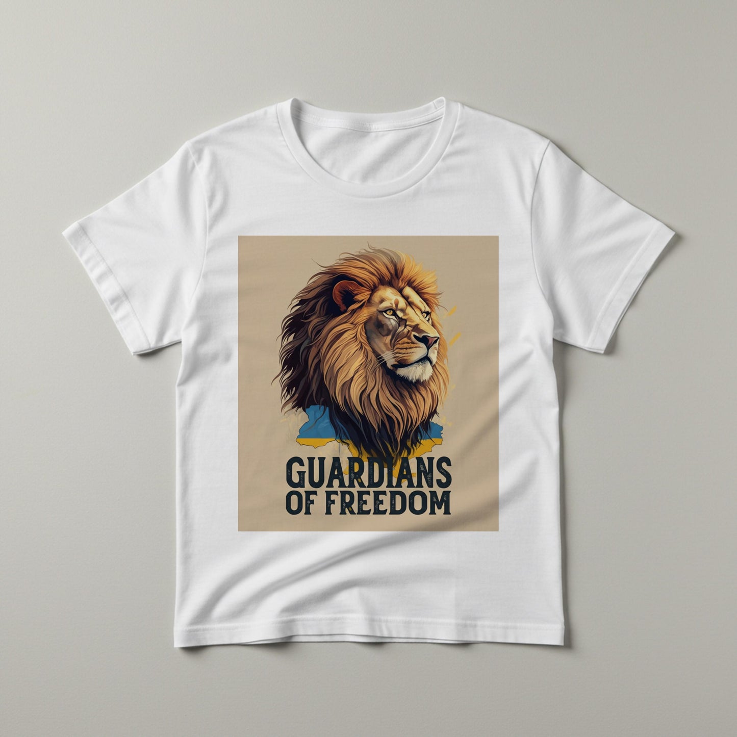 Unisex Garment-Dyed T-shirt with Majestic Lion and Ukrainian Flag Design | Guardians of Freedom Support Ukraine Apparel | Patriotic Lion Tee