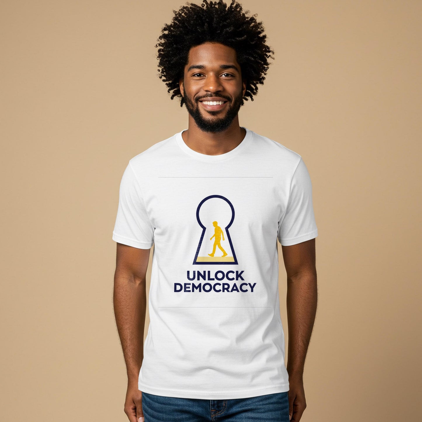 Unlock Democracy Garment-Dyed T-Shirt | Political Activist Tee | Freedom Key Civic Engagement Apparel | Human Rights Statement Shirt