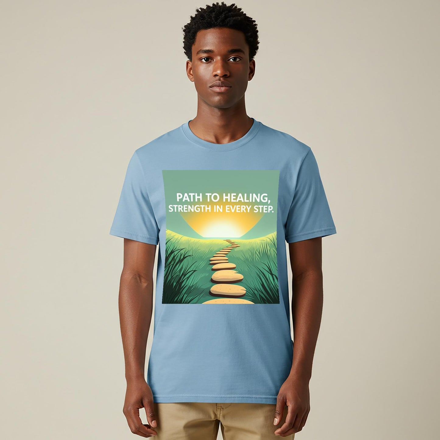 Healing Journey Unisex T-shirt | Strength In Every Step Motivational Garment-Dyed Tee | Inspirational Recovery & Personal Growth Gift