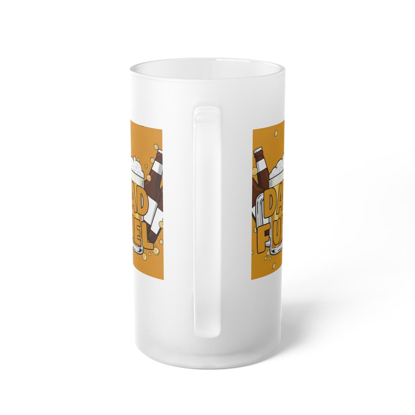Dad Fuel Frosted Beer Mug - Funny Beer Gift for Dad - Golden Yellow Beer Design - Father's Day Gift - Cool Dad Drinkware