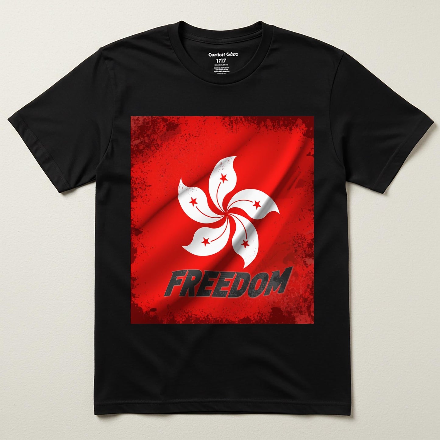 Hong Kong Freedom T-shirt | Bauhinia Flower Protest Tee | Distressed Grunge Solidarity Apparel | Political Statement Human Rights Gift