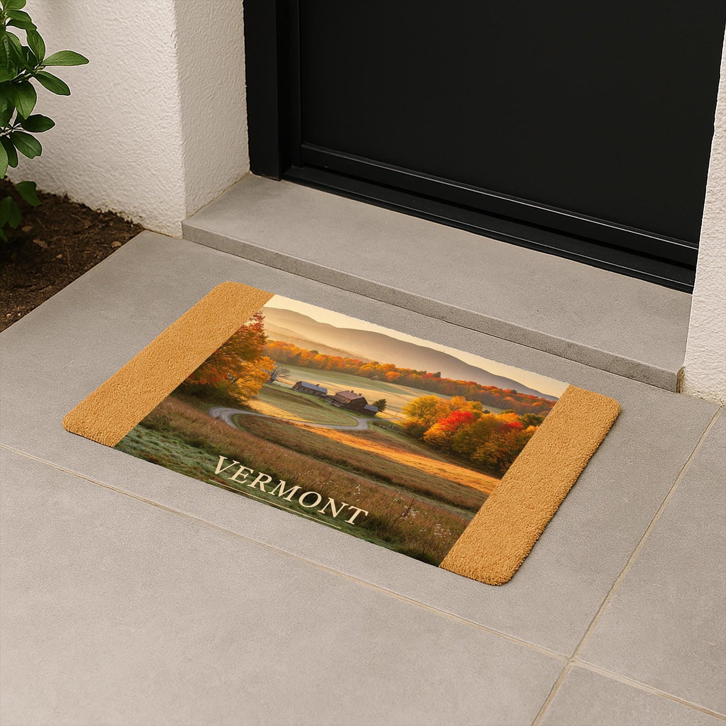 Golden Hour Vermont Doormat, Vibrant Fall Foliage Welcome Mat, Tranquil Autumn Landscape, Rustic Farmhouse Entrance Decor, New England Gift