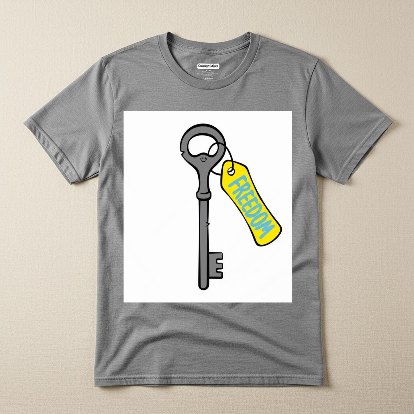 Freedom Key T-Shirt Unisex Garment-Dyed Tee Symbolic Liberation Independence Motivational Uplifting Positive Message Graphic Apparel Gift