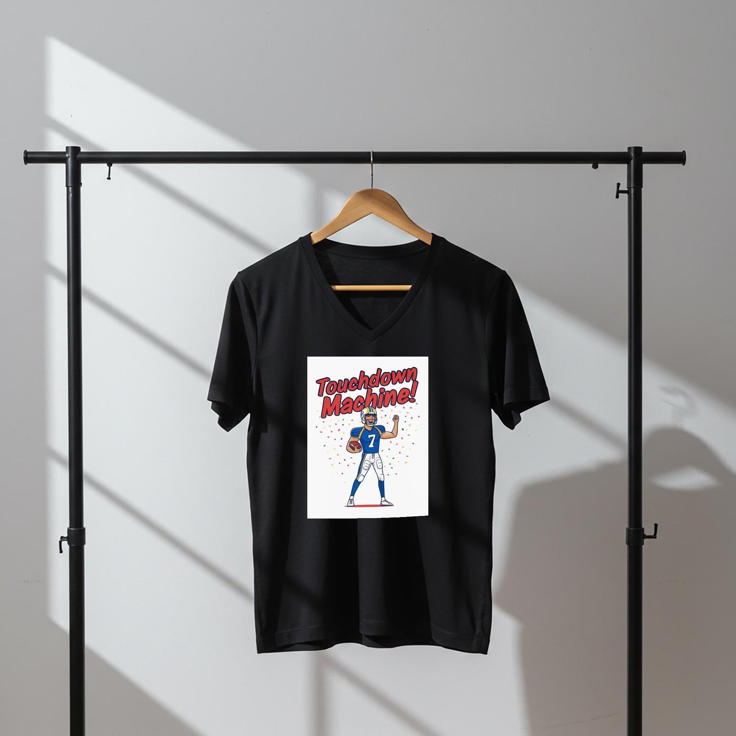 Touchdown Machine Football V-Neck Tee | Game Day Fan Apparel | Sports Victory Shirt | Unisex Athletic Top | Perfect Gift for Football Lovers