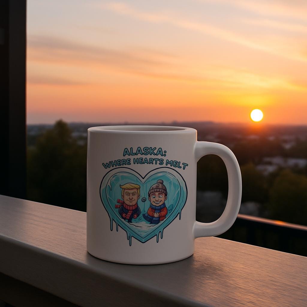 Alaska Where Hearts Melt Mug | Funny Political Humor Coffee Cup | Trump Putin Satire Gift | Ironic Novelty Drinkware for Office & Home
