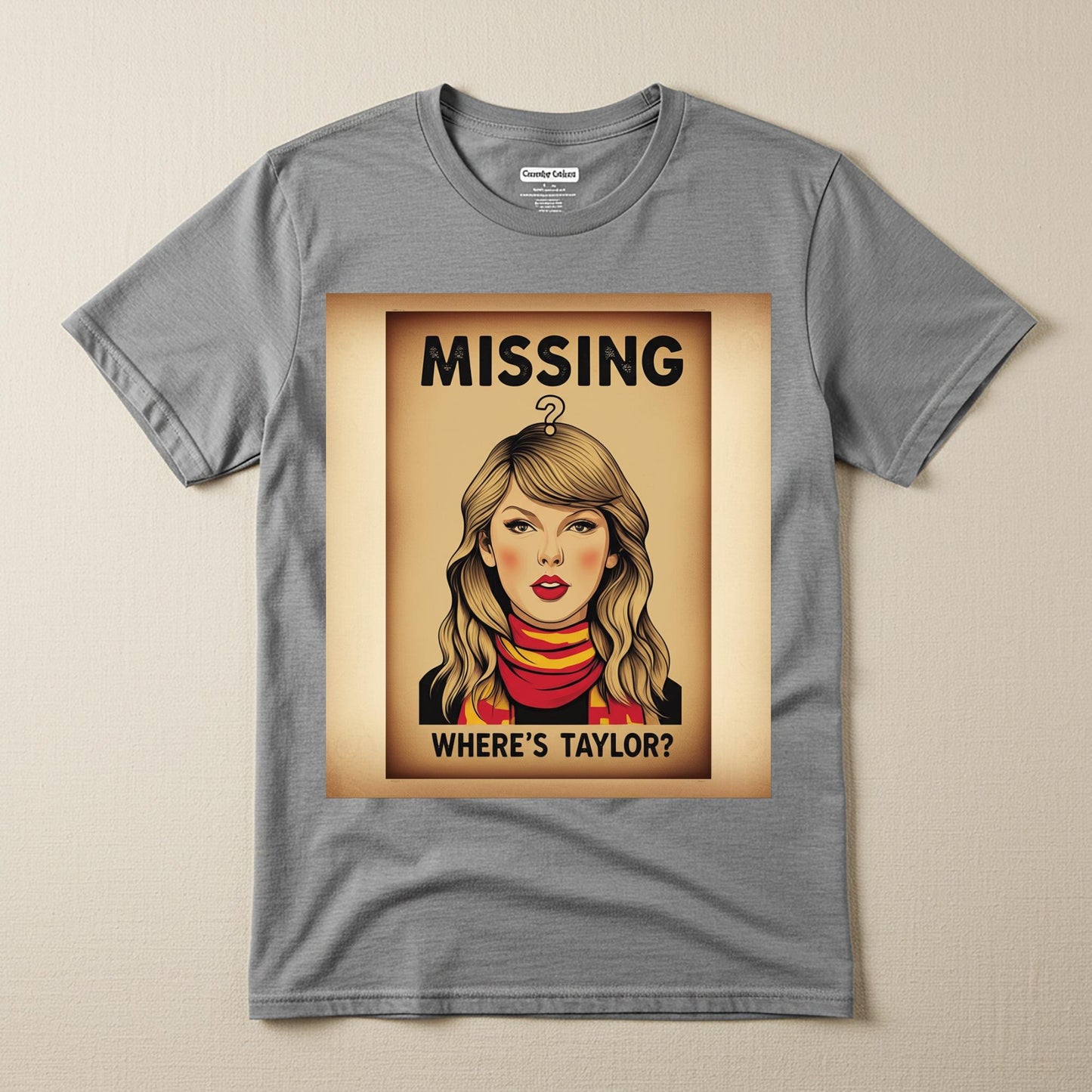 Where's Taylor Swift Missing Poster T-Shirt | Vintage Style Swiftie Fan Apparel | Unisex Garment Dyed Pop Culture Graphic Tee Gift