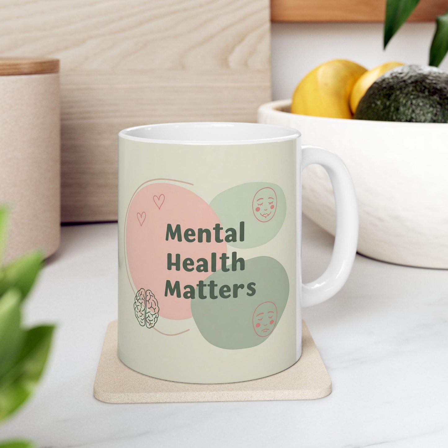 Mental Health Matters Mug - Inspirational Self-Care Coffee Cup for Morning Motivation