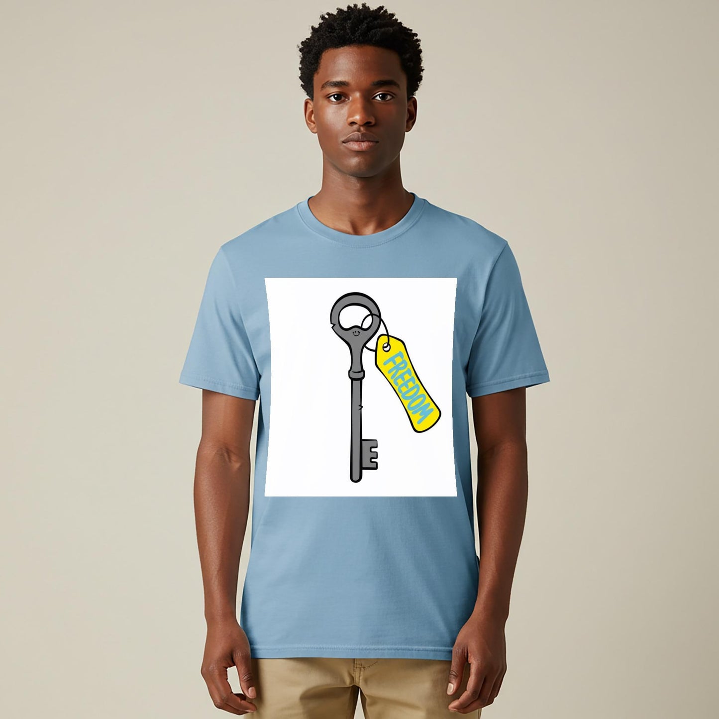 Freedom Key T-Shirt Unisex Garment-Dyed Tee Symbolic Liberation Independence Motivational Uplifting Positive Message Graphic Apparel Gift