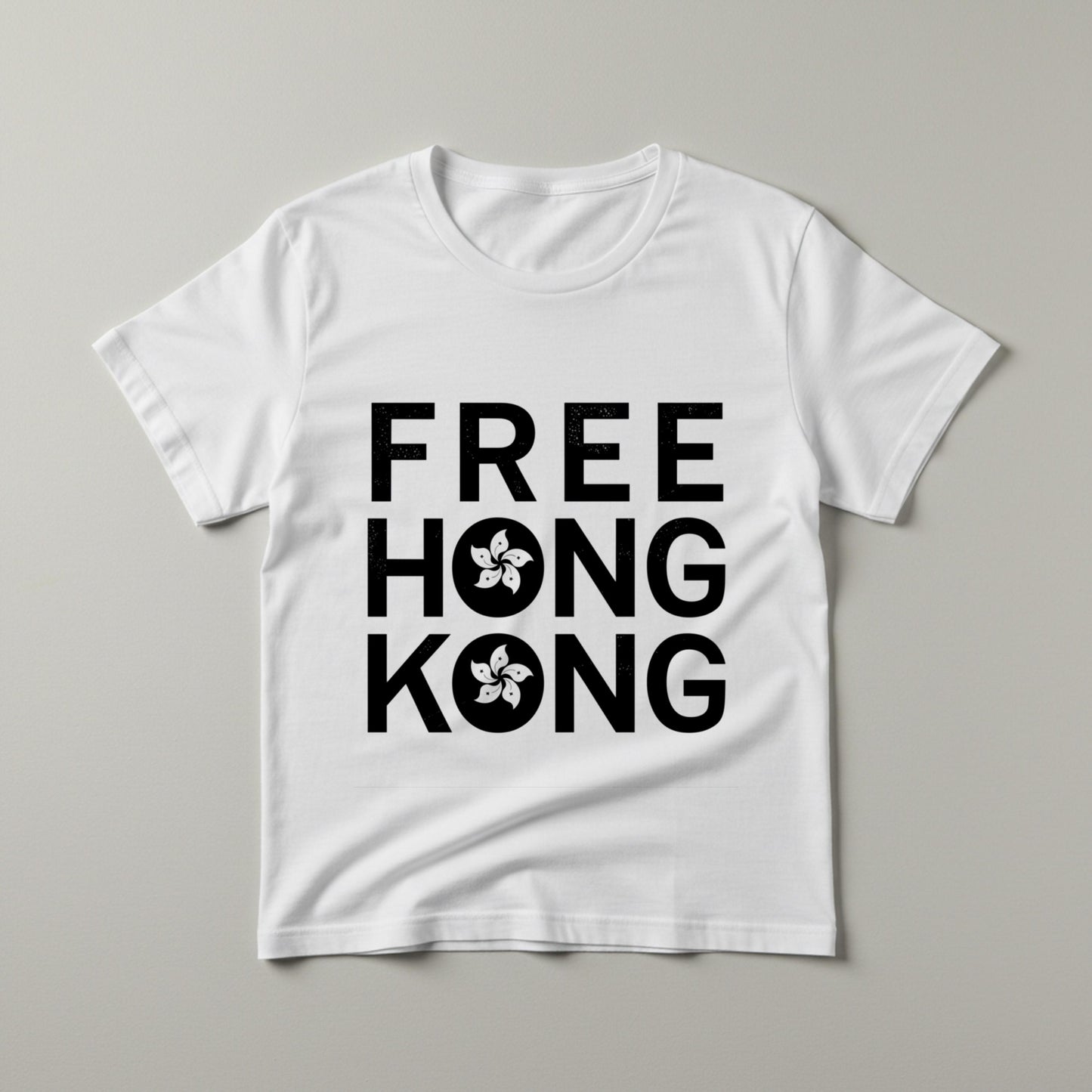 Free Hong Kong T-Shirt | Solidarity Bauhinia Flower Tee | Democracy Movement Apparel | Human Rights Activism Shirt | Unisex Garment Dyed Top