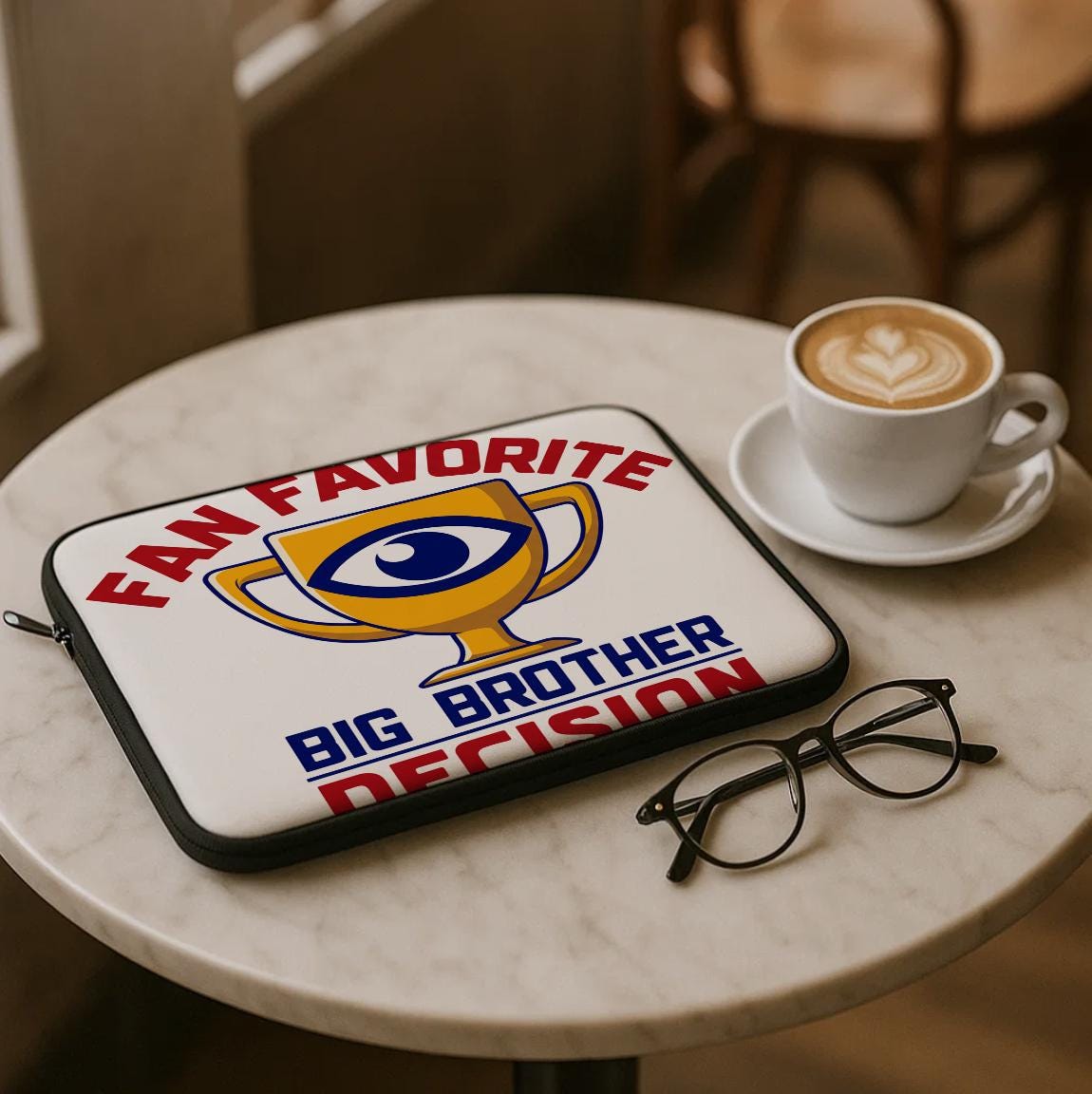 Big Brother Fan Favorite Laptop Sleeve | Reality TV Show Merchandise | Iconic Eye Logo Trophy Design | Pop Culture Tech Accessory Gift Idea