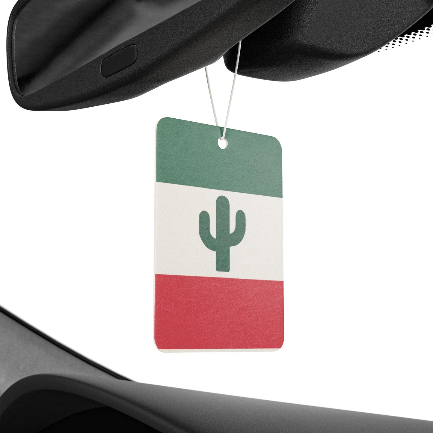 Minimal Mexico-Inspired Car Air Freshener - Tricolor Cactus Design | Cute Scented Auto Charm Gift