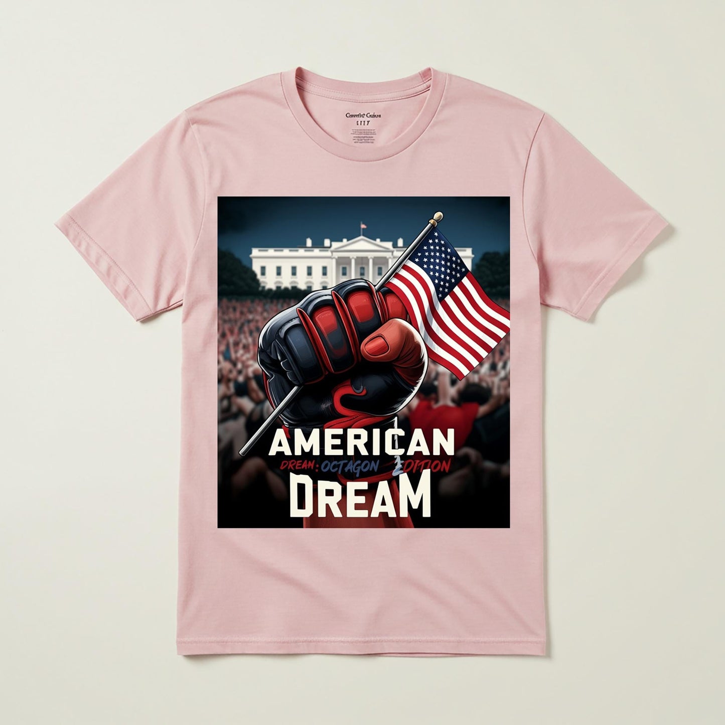 American Dream Octagon Edition T-Shirt | Patriotic USA Flag Fist Design | Political Statement Tee | MMA Fan Tee | National Pride Gift