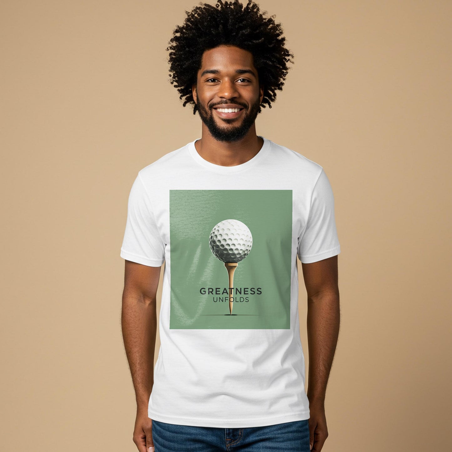 Unisex Garment-Dyed Golf T-Shirt with Motivational Greatness Unfolds Design | Minimalist Golf Ball Tee for Enthusiasts & Golfer Gifts
