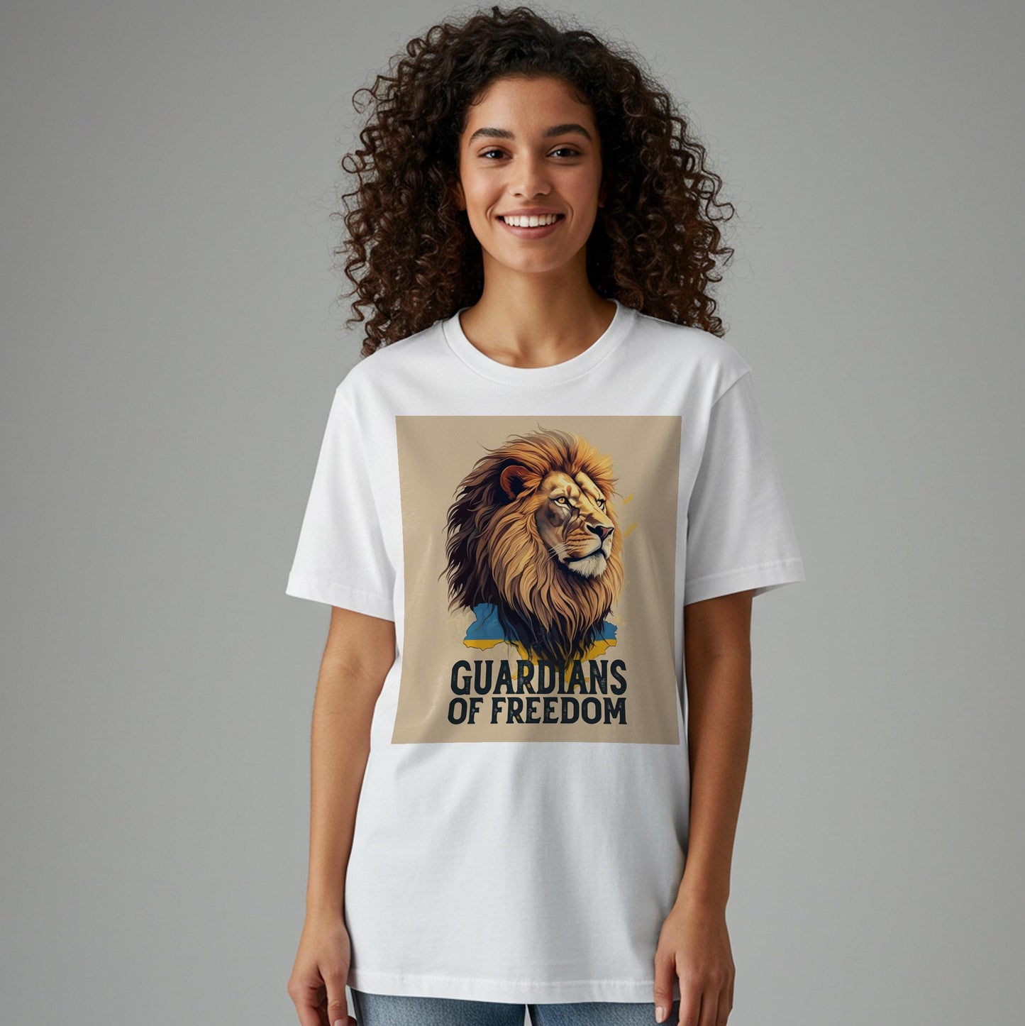 Unisex Garment-Dyed T-shirt with Majestic Lion and Ukrainian Flag Design | Guardians of Freedom Support Ukraine Apparel | Patriotic Lion Tee