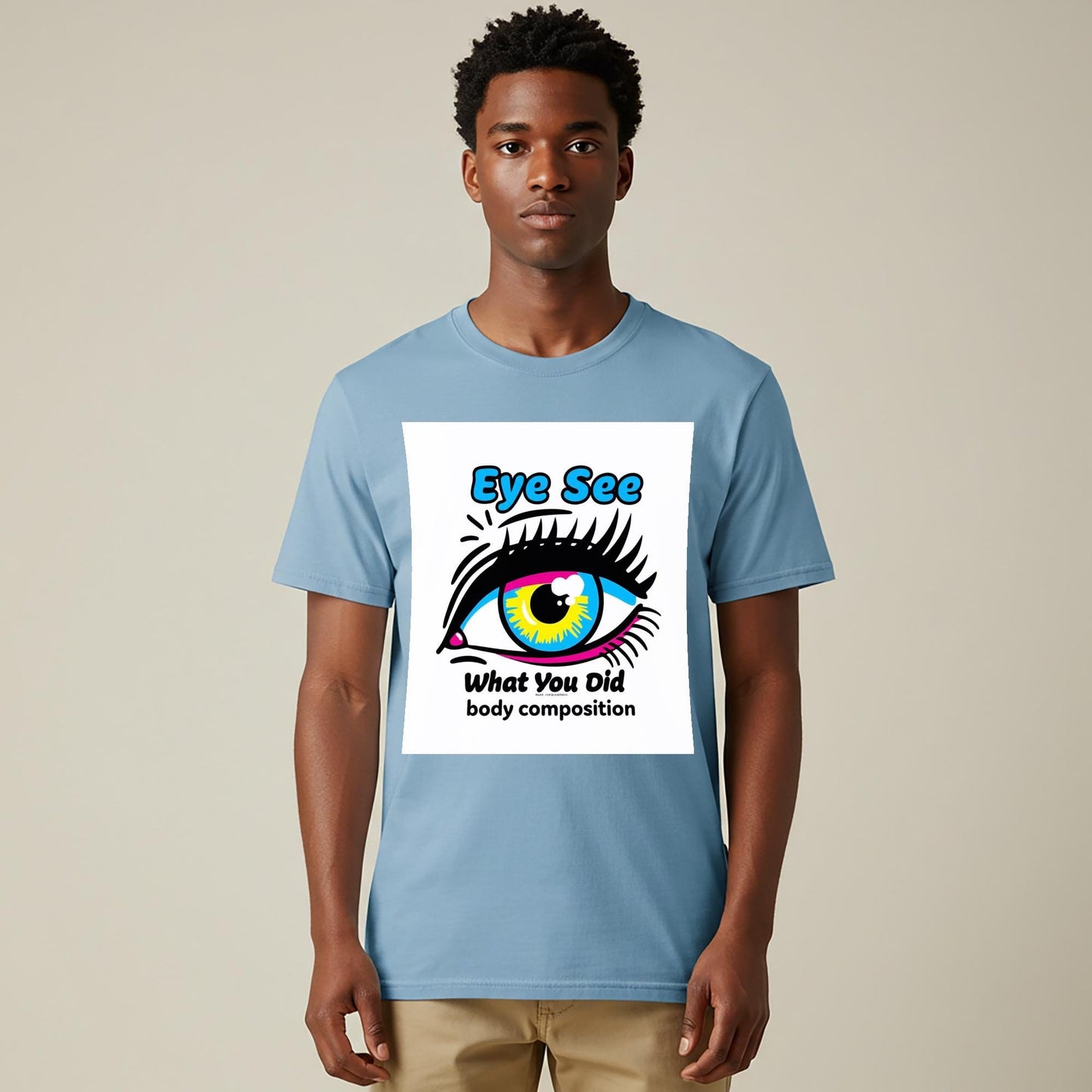 Unisex Pop Art Eye Graphic Tee | CMYK Color Funny Statement Shirt | Cheeky "Eye See What You Did" Design | Vibrant Expressive Apparel Gift