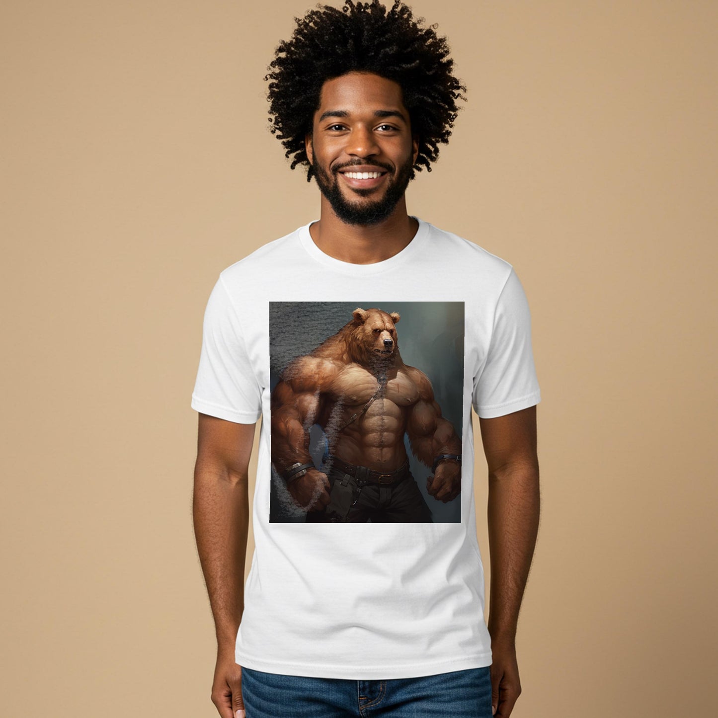 Mighty Muscular Bear Unisex Garment-Dyed T-shirt | Powerful Anthropomorphic Fantasy Art Tee | Rugged Gym Workout Apparel | Unique Graphic