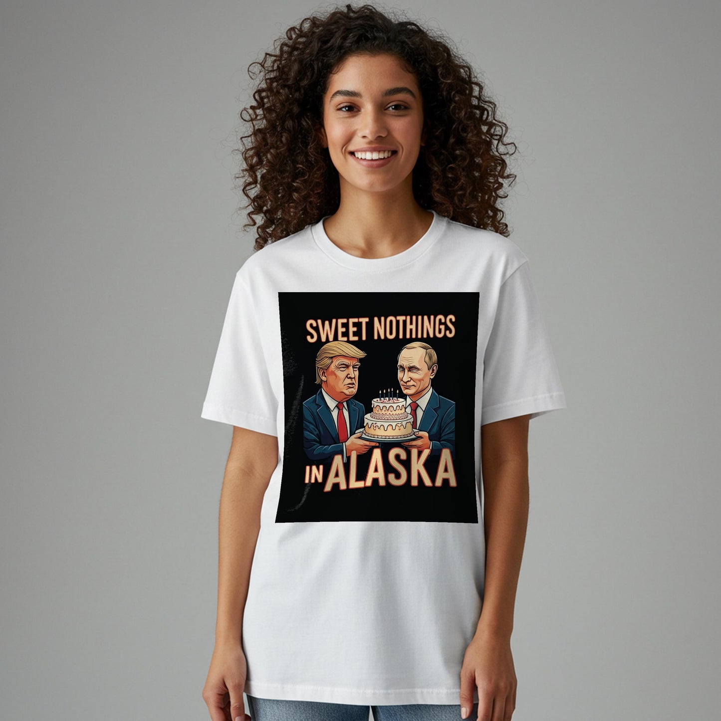 Political Satire T-Shirt | Trump Putin Caricature Tee | Sweet Nothings Alaska Humor | Ironic Graphic Shirt | Funny Political Gift Idea