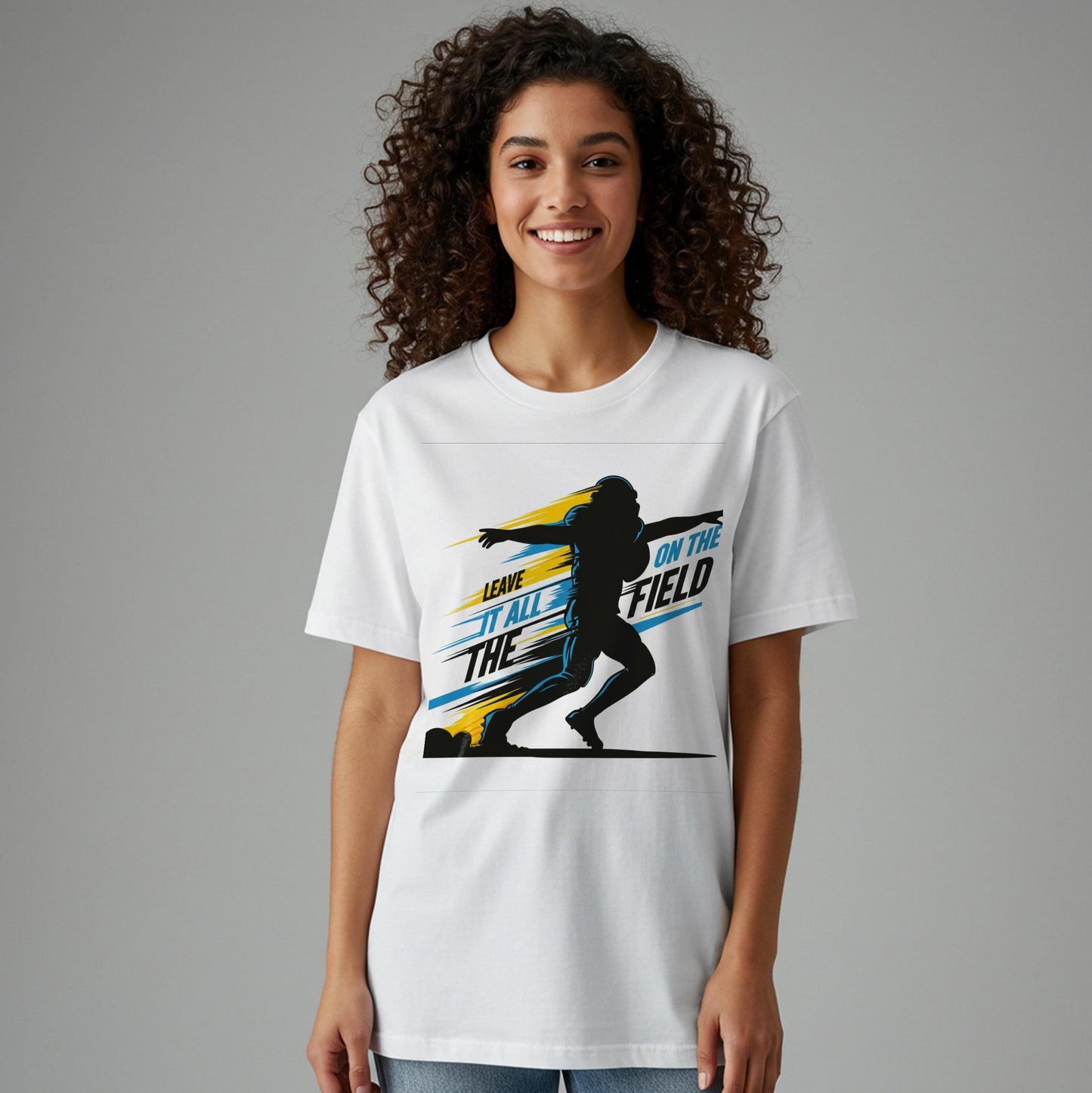 Leave It All On The Field Football T-Shirt | Motivational Sports Tee | Athletic Graphic Game Day Fan Apparel | Unisex Garment-Dyed Shirt