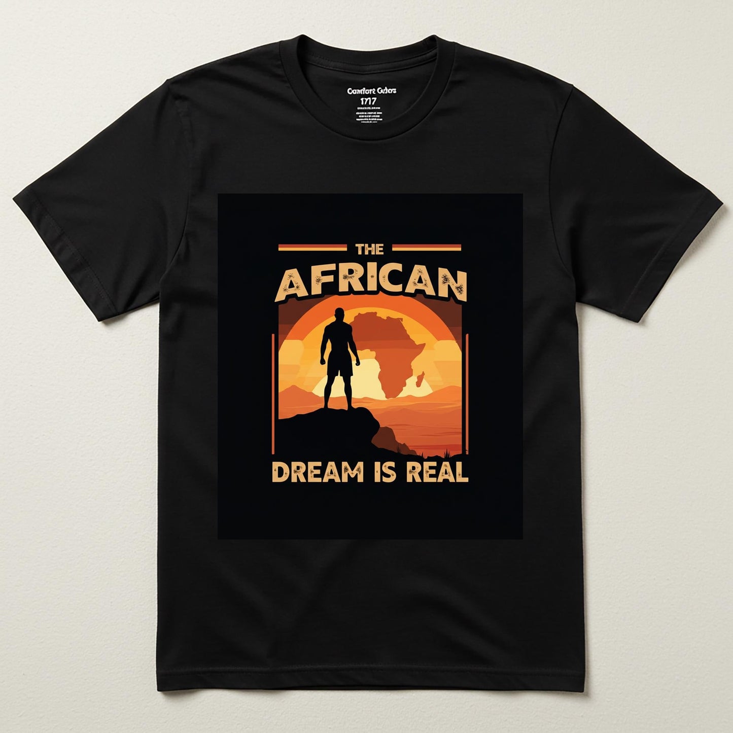 The African Dream Is Real T-Shirt | Unisex Garment-Dyed Tee | African Heritage Pride Apparel | Retro Sunset Africa Map Graphic Shirt