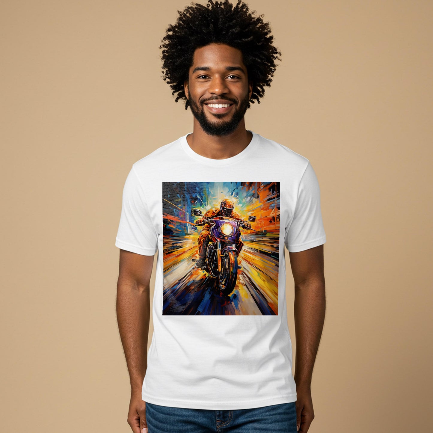 Vibrant Abstract Motorcycle Art Tee | Dynamic Biker Shirt | Freedom Rider Apparel | Unisex Garment-Dyed T-shirt | Unique Gift for Riders