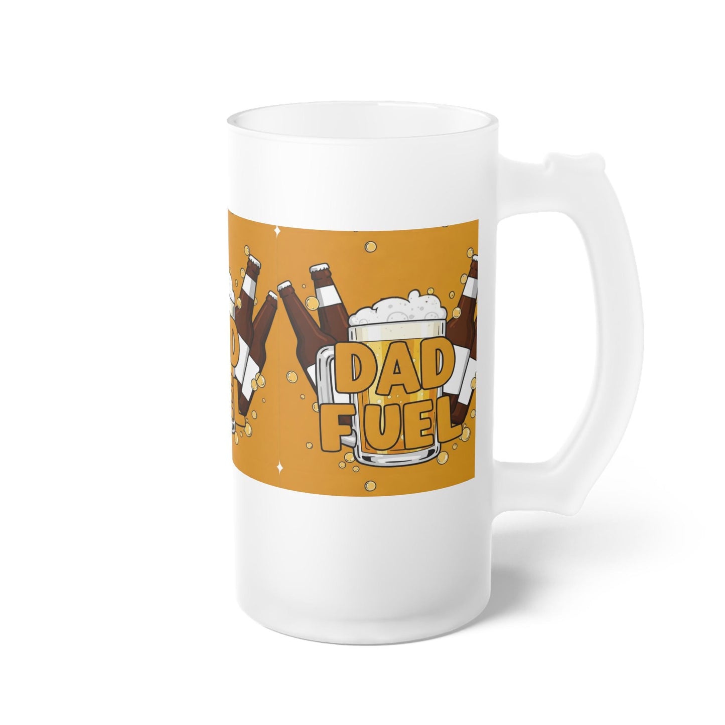 Dad Fuel Frosted Beer Mug - Funny Beer Gift for Dad - Golden Yellow Beer Design - Father's Day Gift - Cool Dad Drinkware