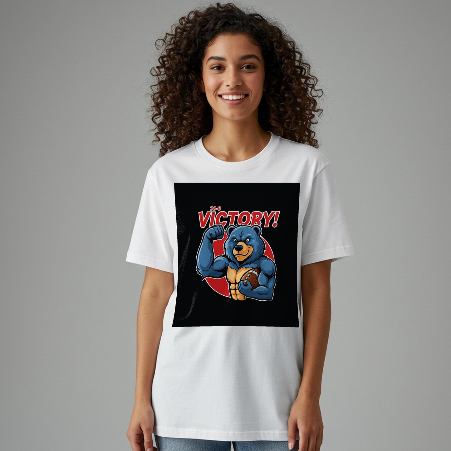Football Bear Victory T-shirt | Game Day Apparel | Unisex Garment-Dyed Tee | Sports Fan Gift | Winning Team Spirit Wear | Champion Bear Art